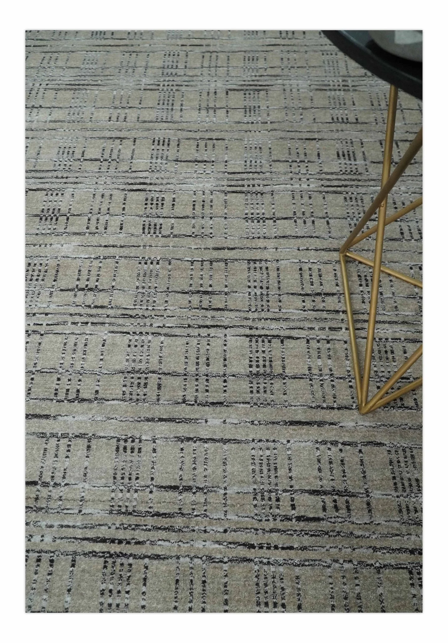 Checkered 8x10 Hand Made Gray, Black and Silver Scandinavian Blended Wool Flatwoven Area Rug | KE37 - Image 2