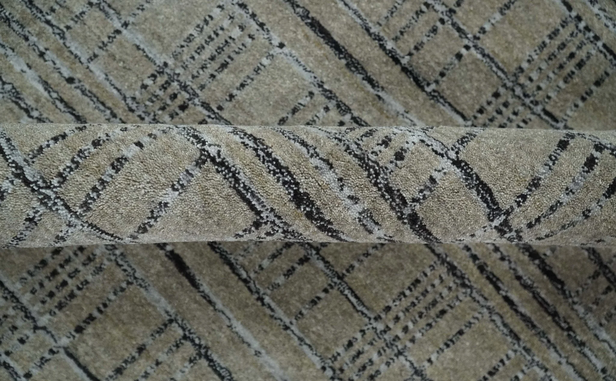 Checkered 8x10 Hand Made Gray, Black and Silver Scandinavian Blended Wool Flatwoven Area Rug | KE37 - Image 6