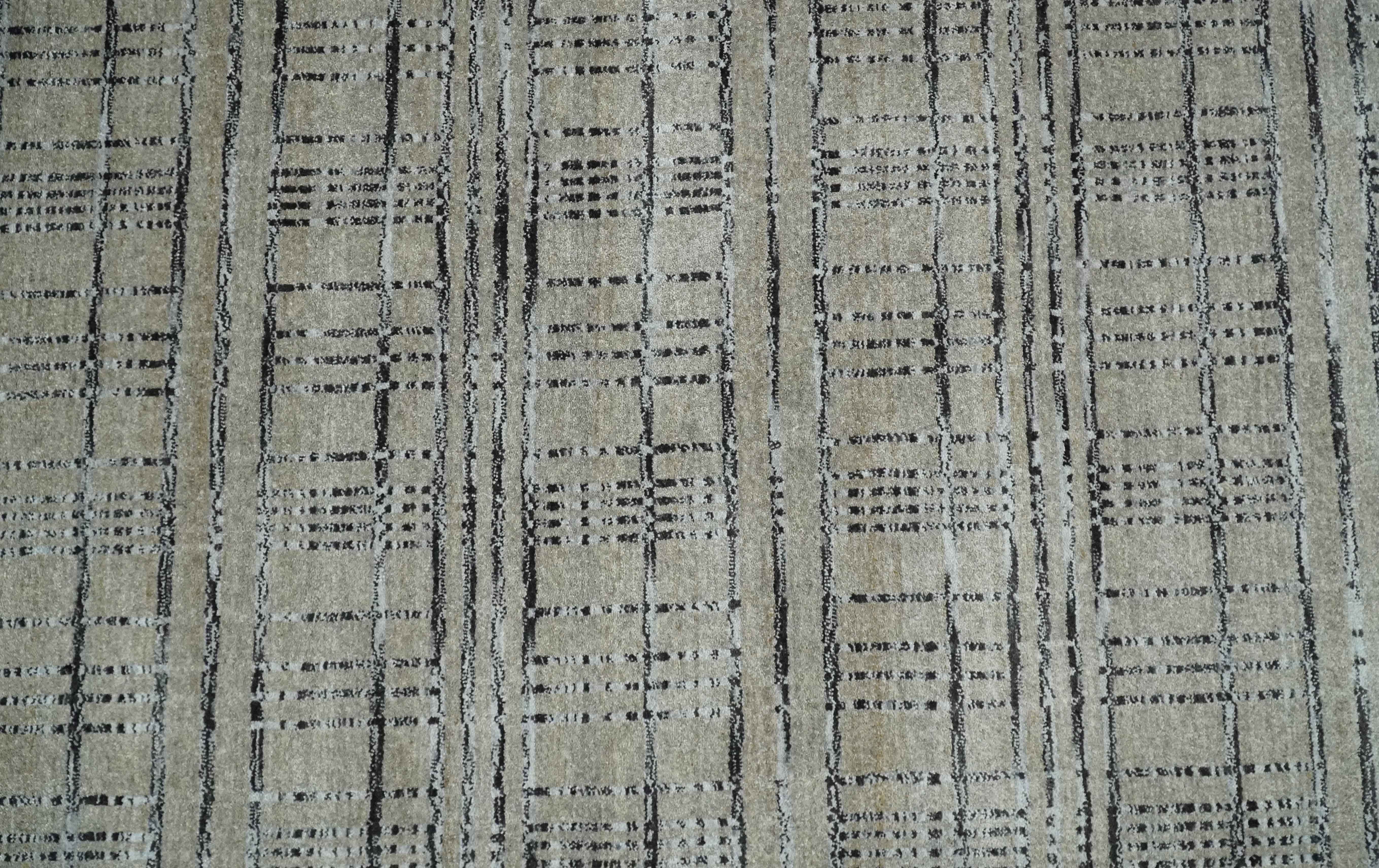 Checkered 8x10 Hand Made Gray, Black and Silver Scandinavian Blended Wool Flatwoven Area Rug | KE37 - Image 8