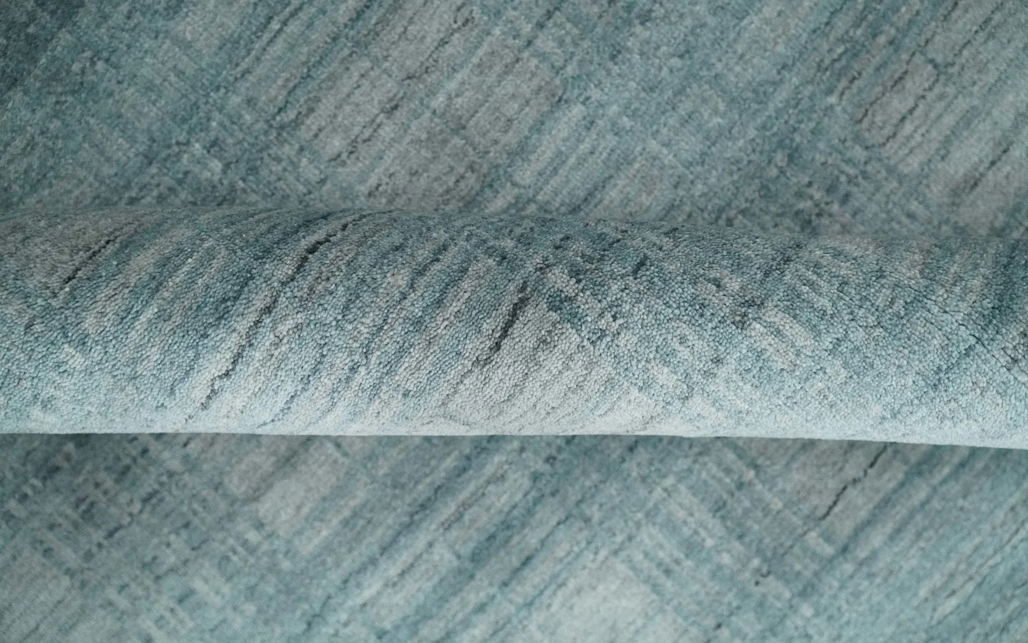 Checkered Blue and Gray Scandinavian 8x10 Hand Made Blended Wool Flatwoven Area Rug | KE26 - Image 6