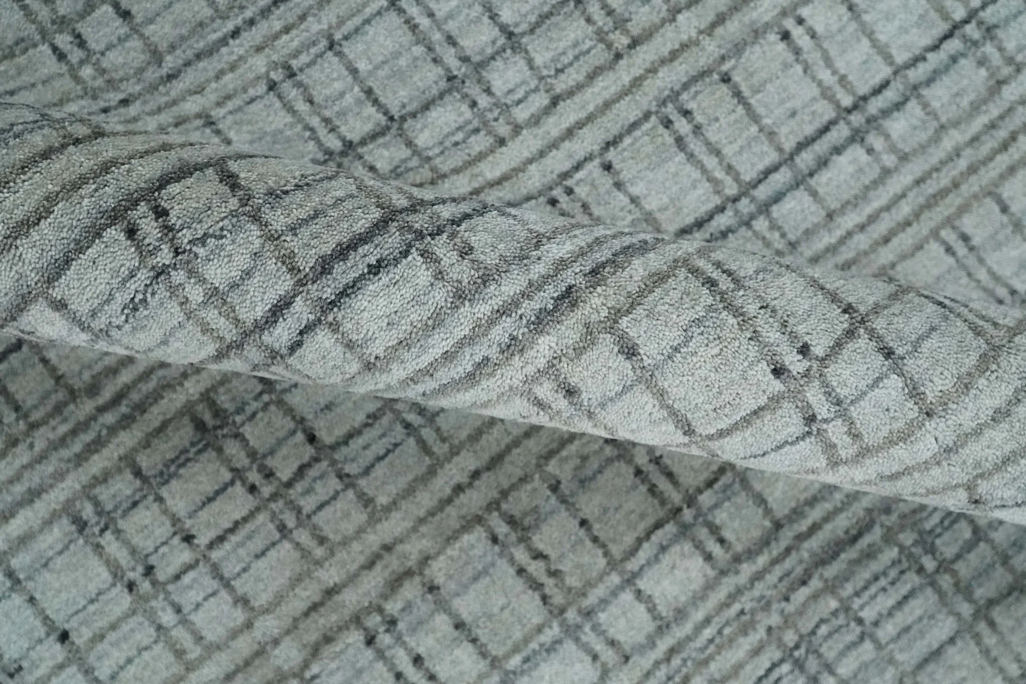 Checkered Silver, Brown and Gray Scandinavian 8x10 Hand Made Blended Wool Flatwoven Area Rug | KE31 - Image 6