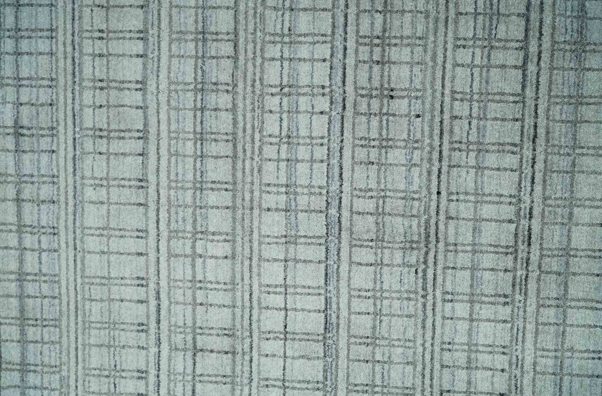 Checkered Silver, Brown and Gray Scandinavian 8x10 Hand Made Blended Wool Flatwoven Area Rug | KE31 - Image 9