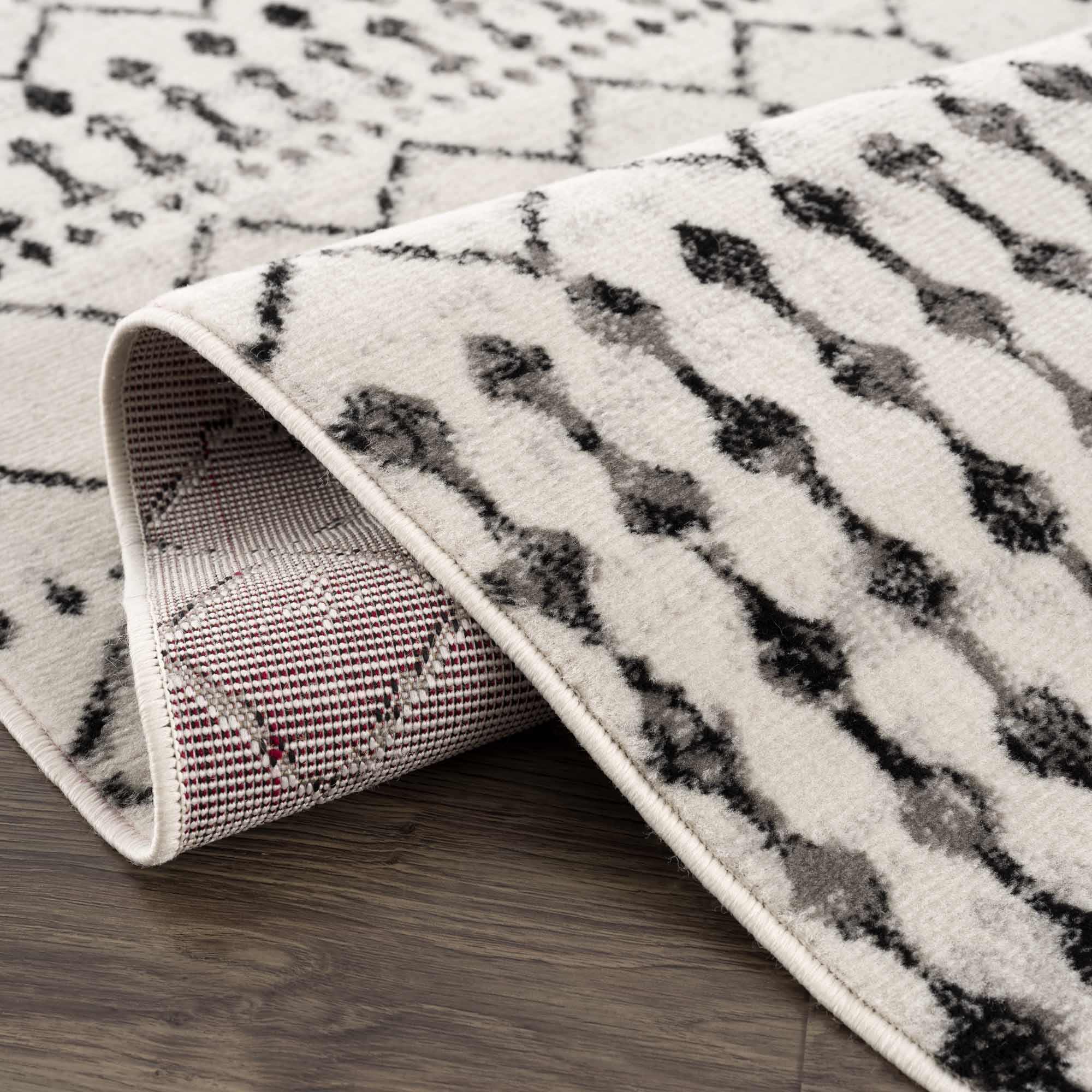 Geometrical chevron design Beige and Charcoal Tribal Trellis Multi Size Area Rug - Image 11