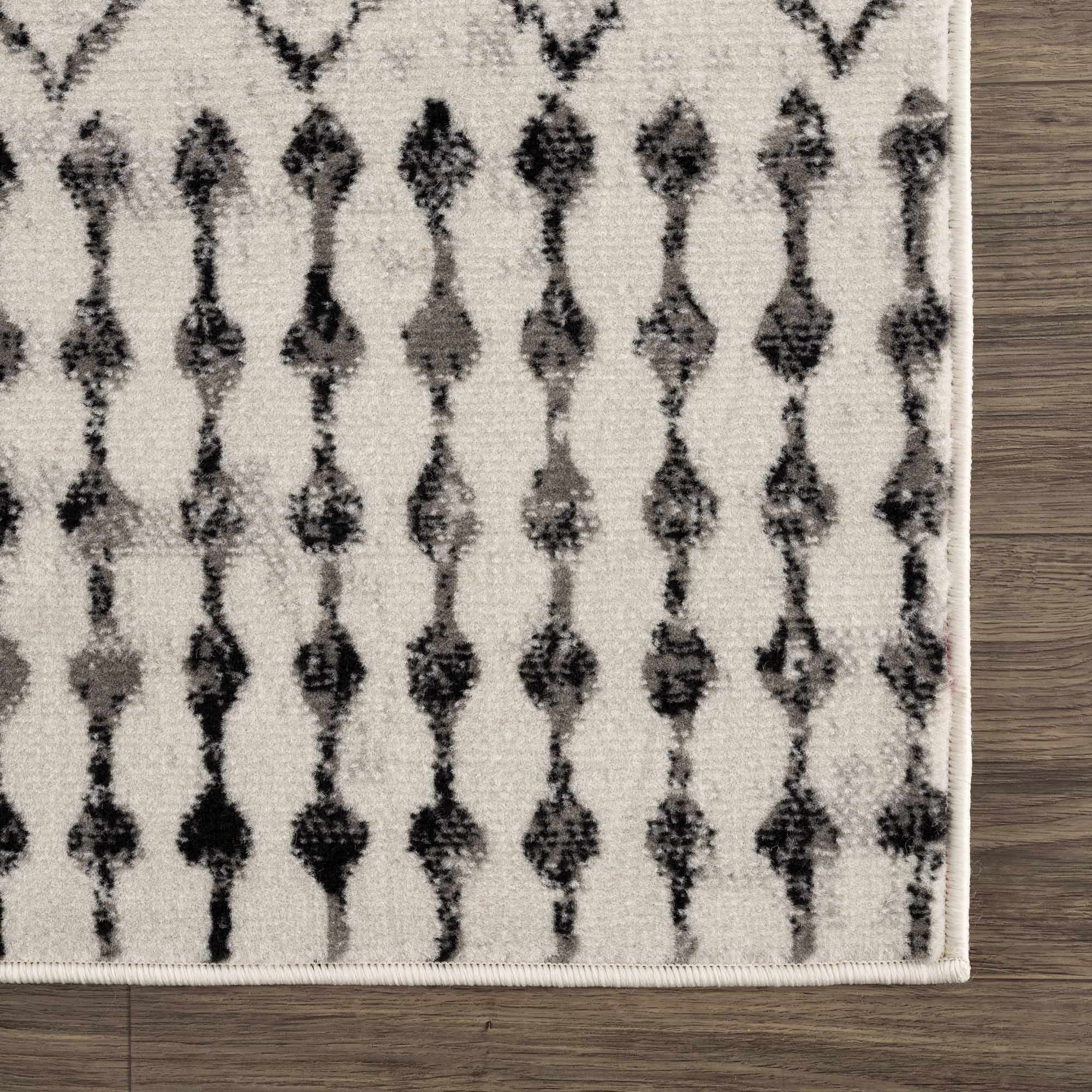 Geometrical chevron design Beige and Charcoal Tribal Trellis Multi Size Area Rug - Image 12