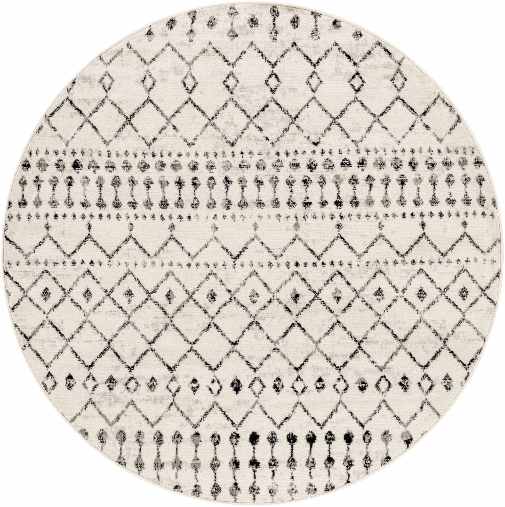 Geometrical chevron design Beige and Charcoal Tribal Trellis Multi Size Area Rug - Image 5