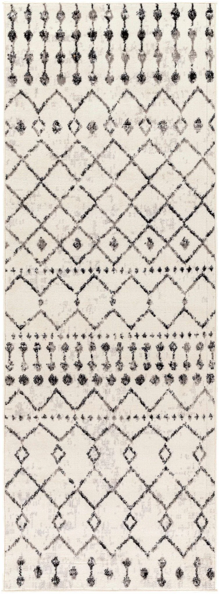 Geometrical chevron design Beige and Charcoal Tribal Trellis Multi Size Area Rug - Image 6
