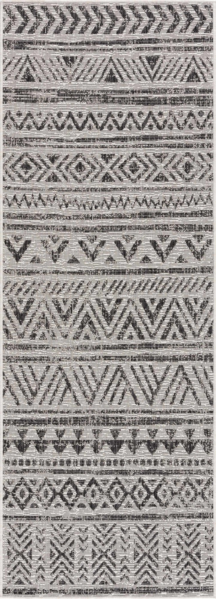 Modern Stripes Chevron Design Ivory and Charcoal Outdoor Safe Area Rug - Image 6