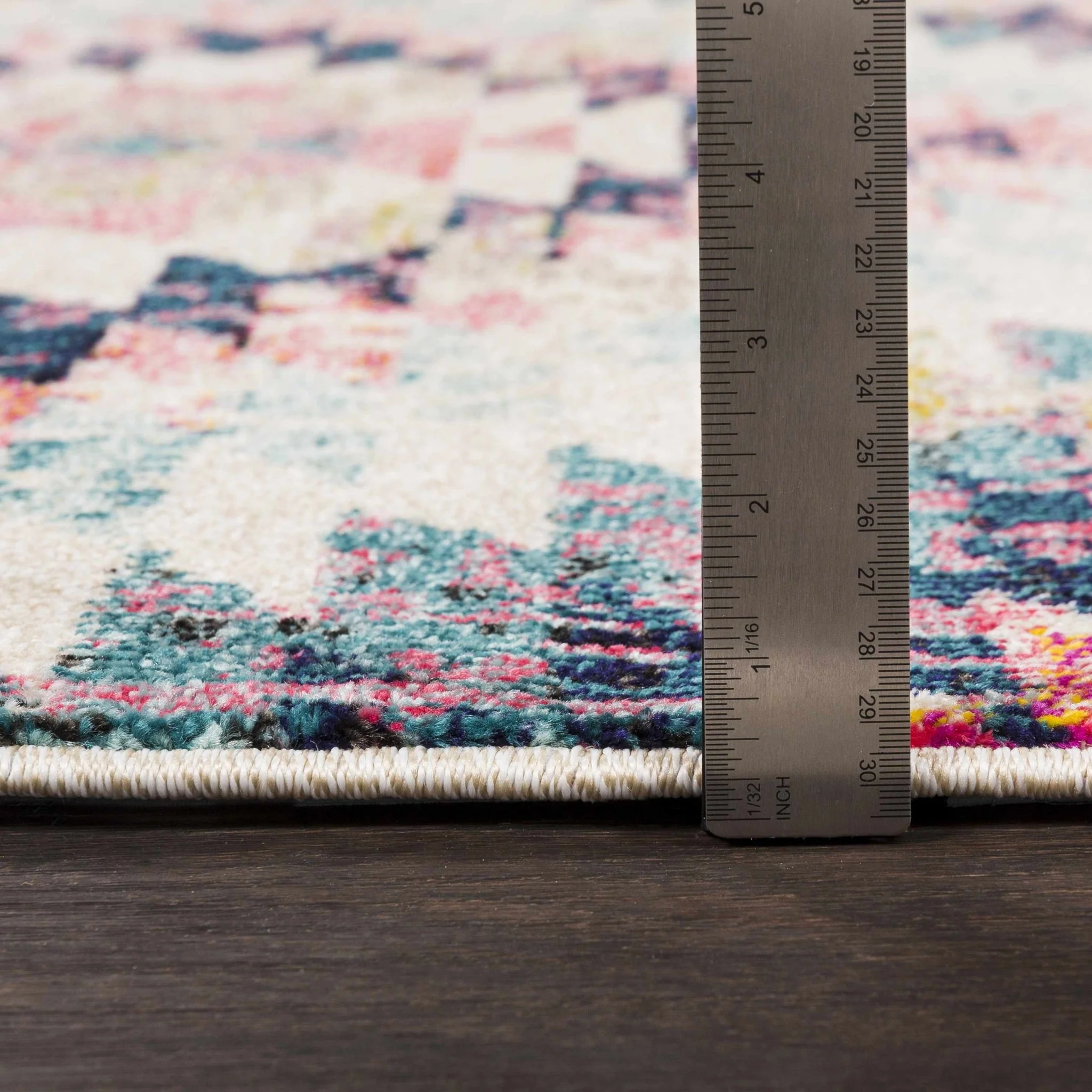 Modern Geometrical Chevron Design Ivory, Pink, Blue and Teal Multi size Rug - Image 10