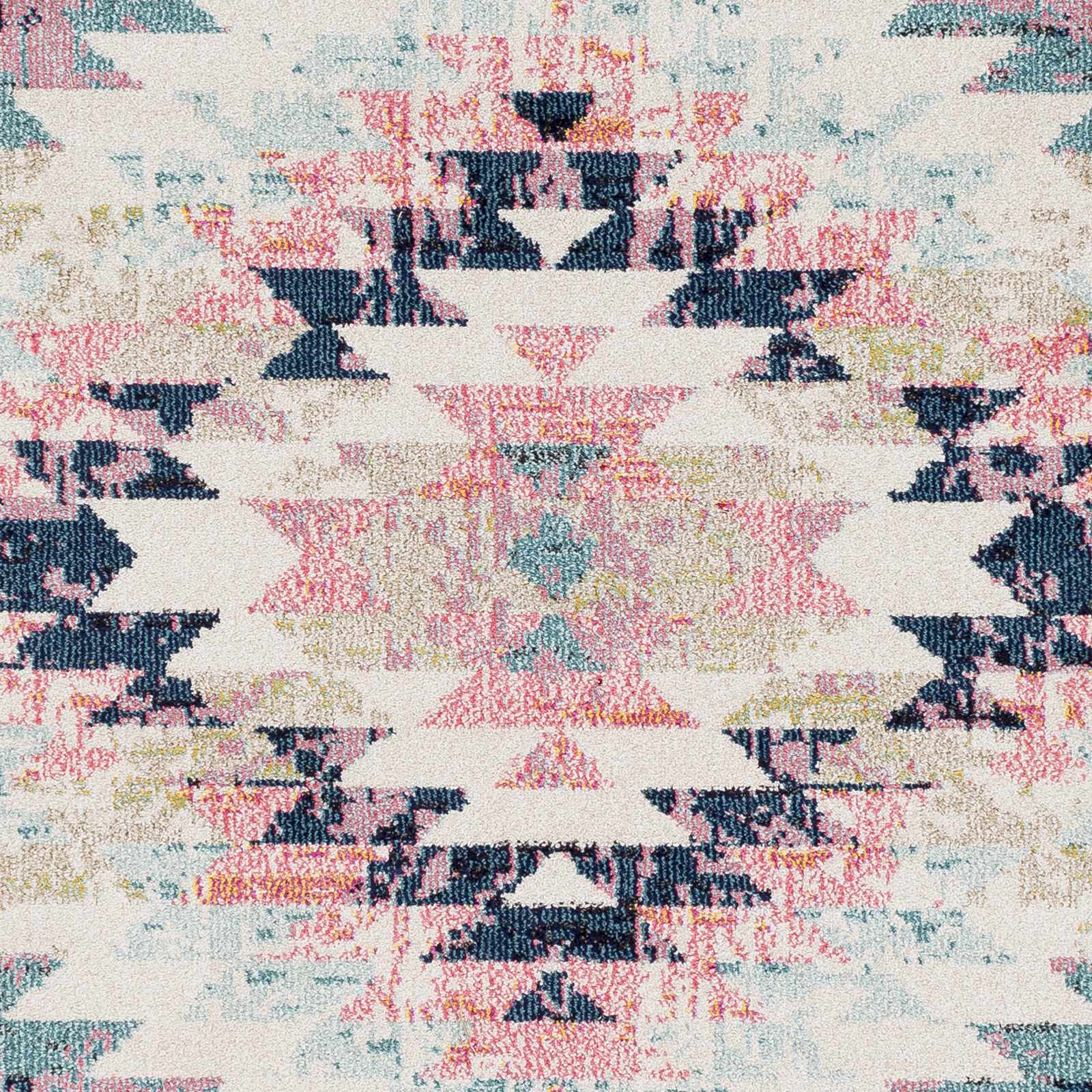 Modern Geometrical Chevron Design Ivory, Pink, Blue and Teal Multi size Rug - Image 12