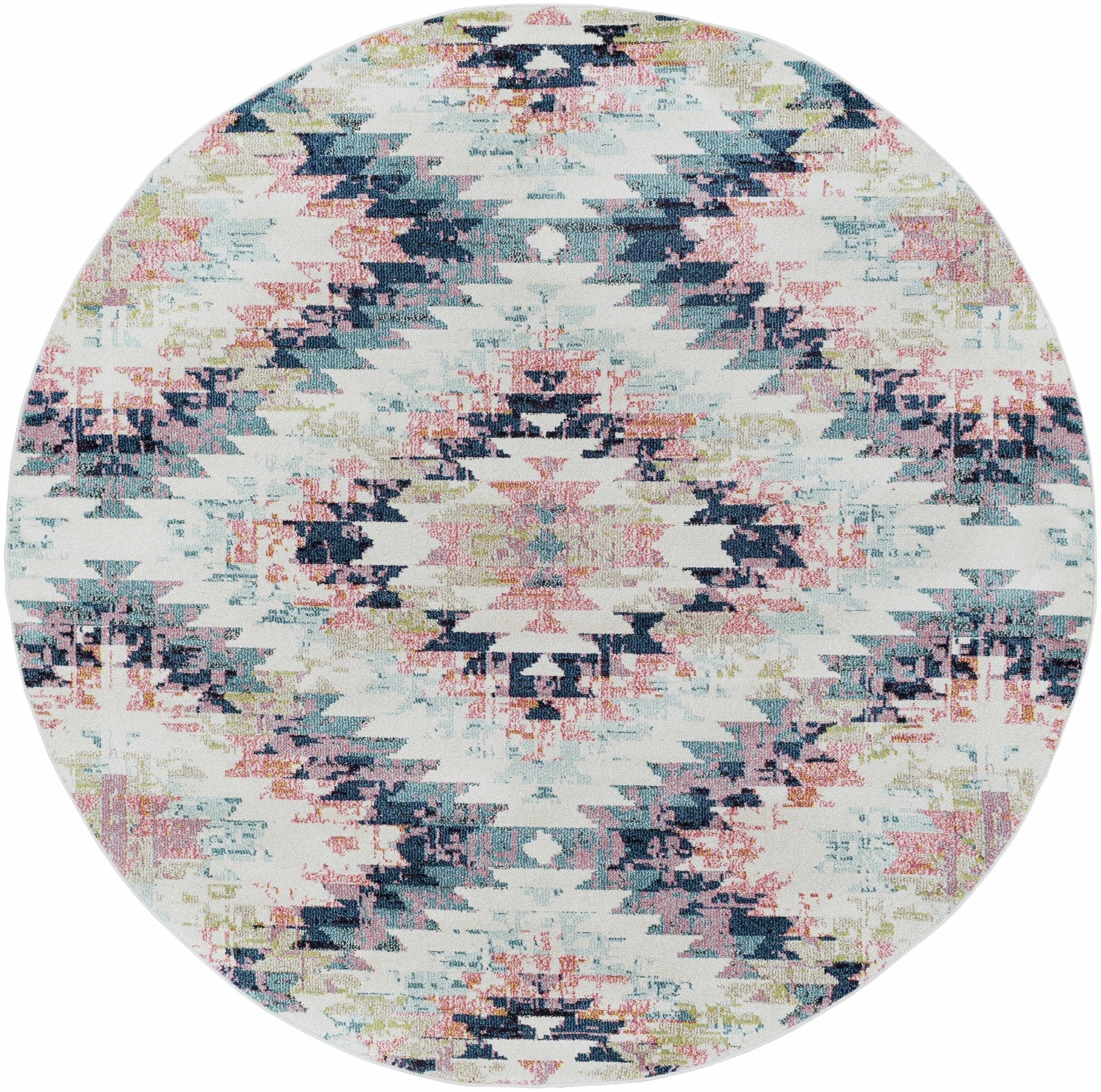 Modern Geometrical Chevron Design Ivory, Pink, Blue and Teal Multi size Rug - Image 15