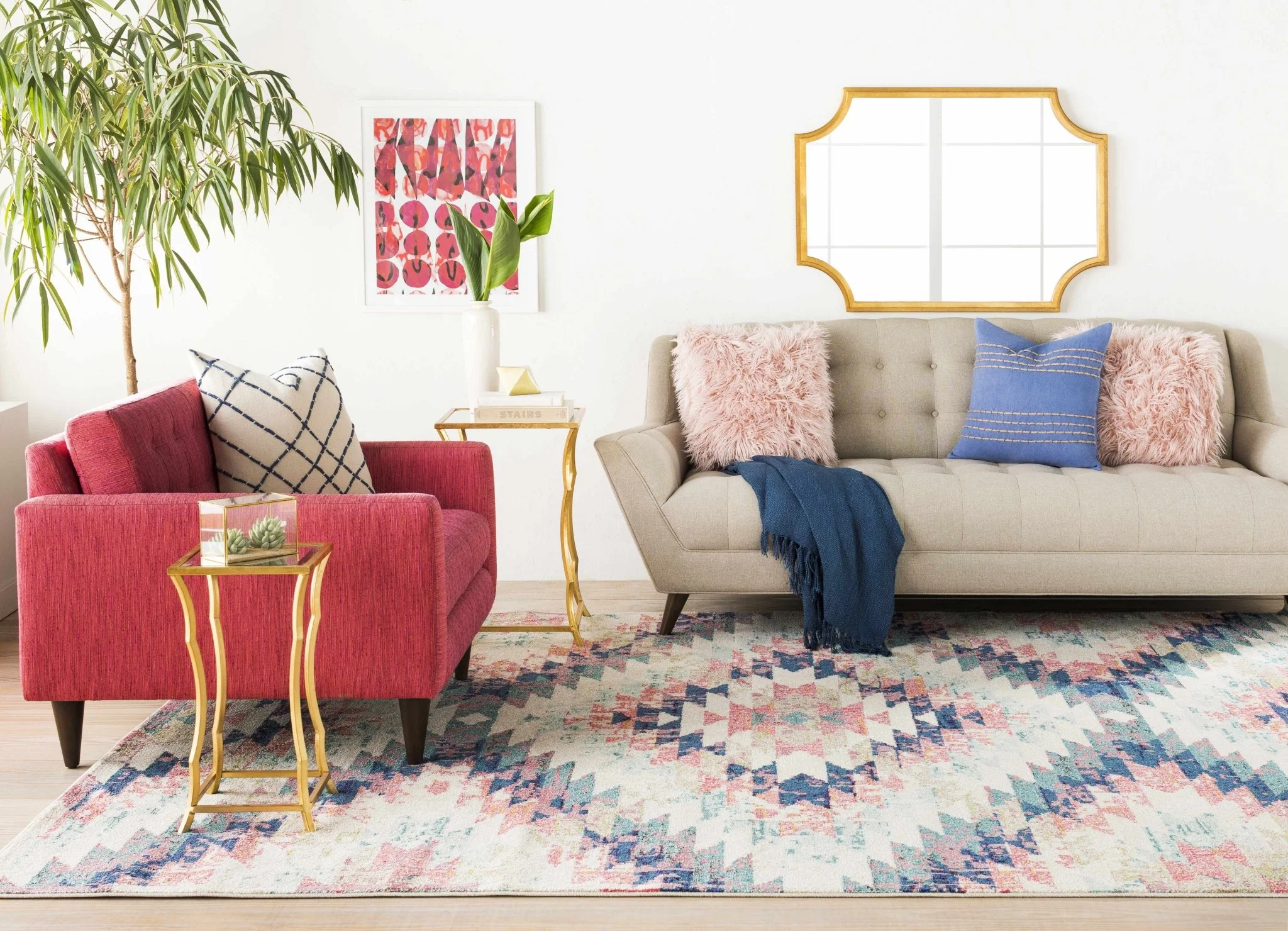 Modern Geometrical Chevron Design Ivory, Pink, Blue and Teal Multi size Rug - Image 19