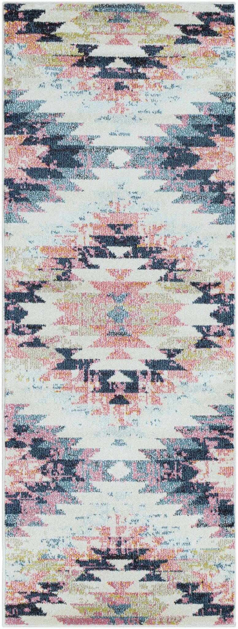Modern Geometrical Chevron Design Ivory, Pink, Blue and Teal Multi size Rug - Image 7