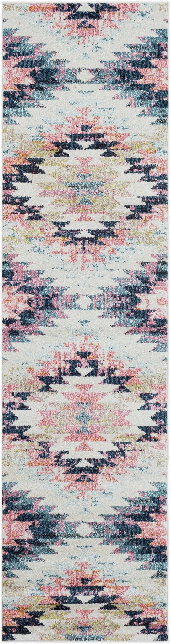 Modern Geometrical Chevron Design Ivory, Pink, Blue and Teal Multi size Rug - Image 8