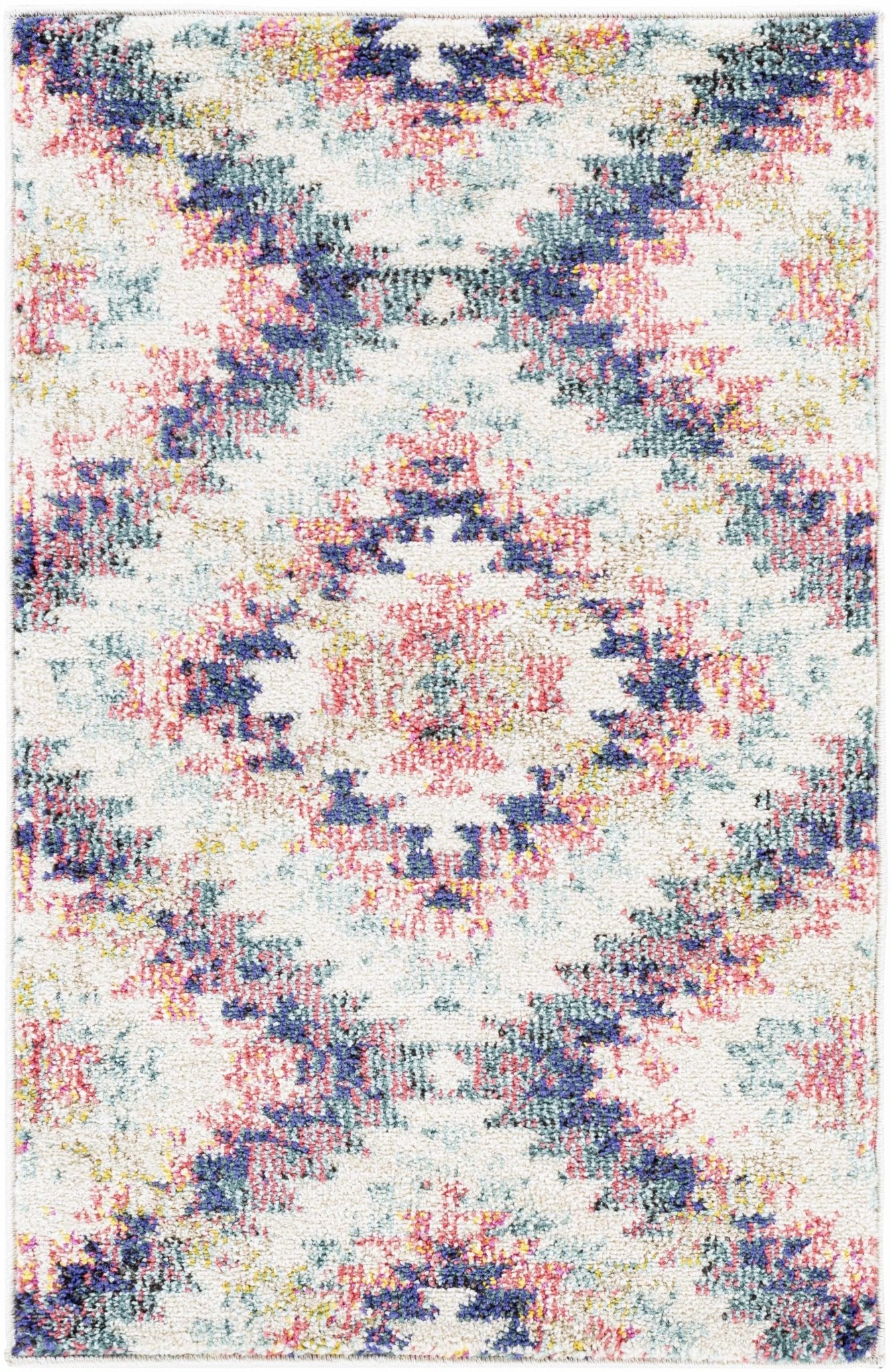 Modern Geometrical Chevron Design Ivory, Pink, Blue and Teal Multi size Rug - Image 9