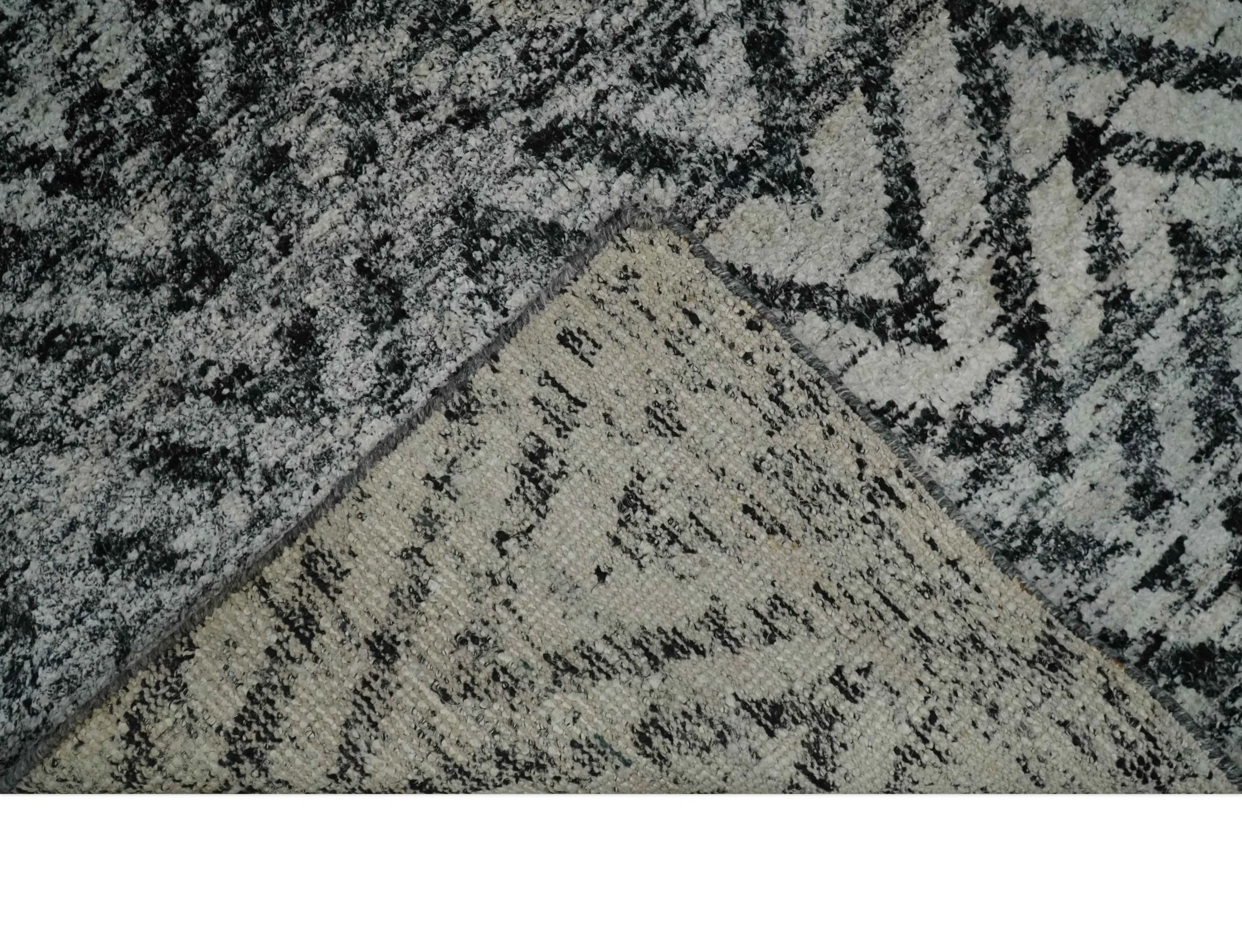 Chevron Silver and Black Shaded Scandinavian 5x8 Bamboo Silk Flatwoven Area Rug | HL36 - Image 8