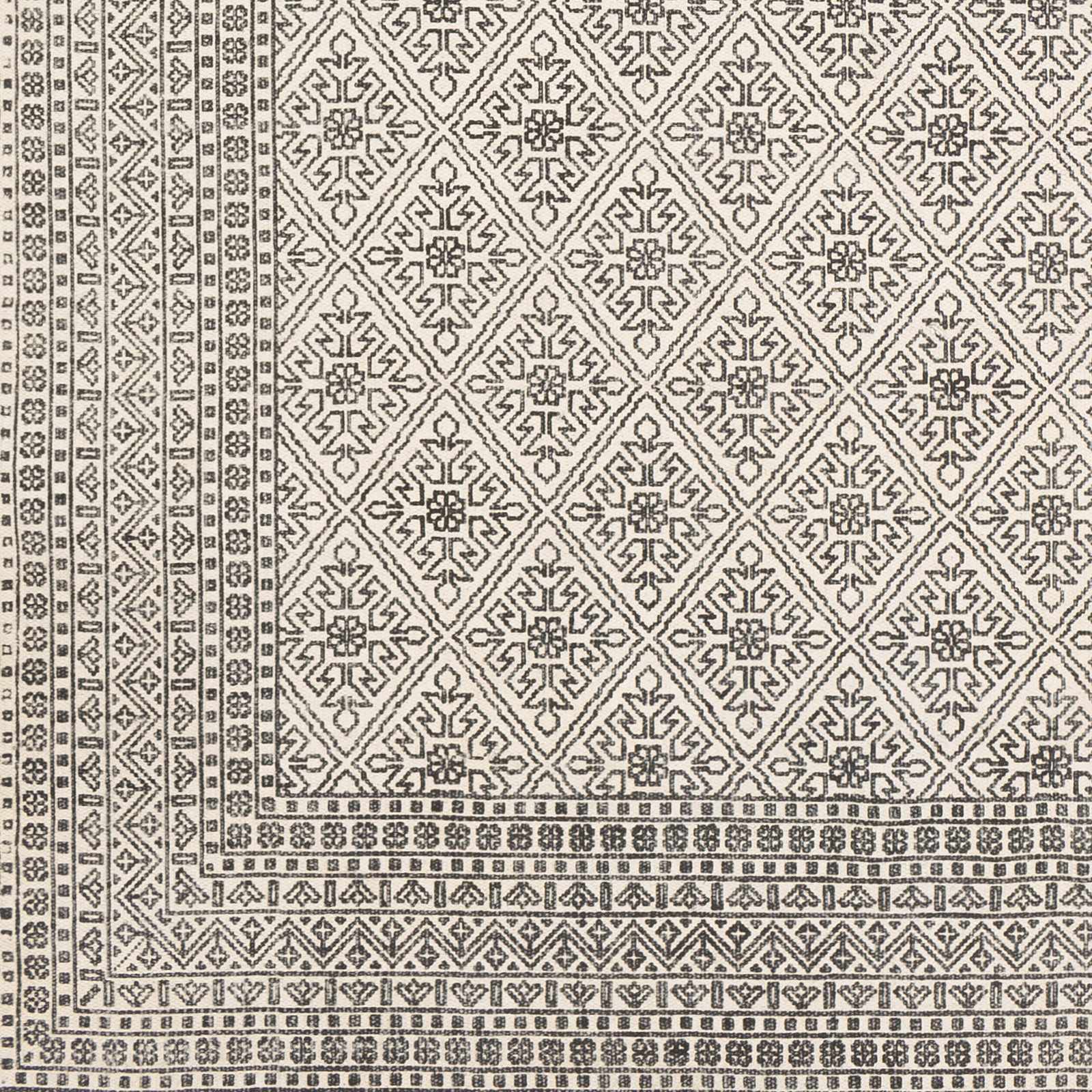 Classic Style Hand Woven Ivory and Charcoal Geometrical area rug - Image 4