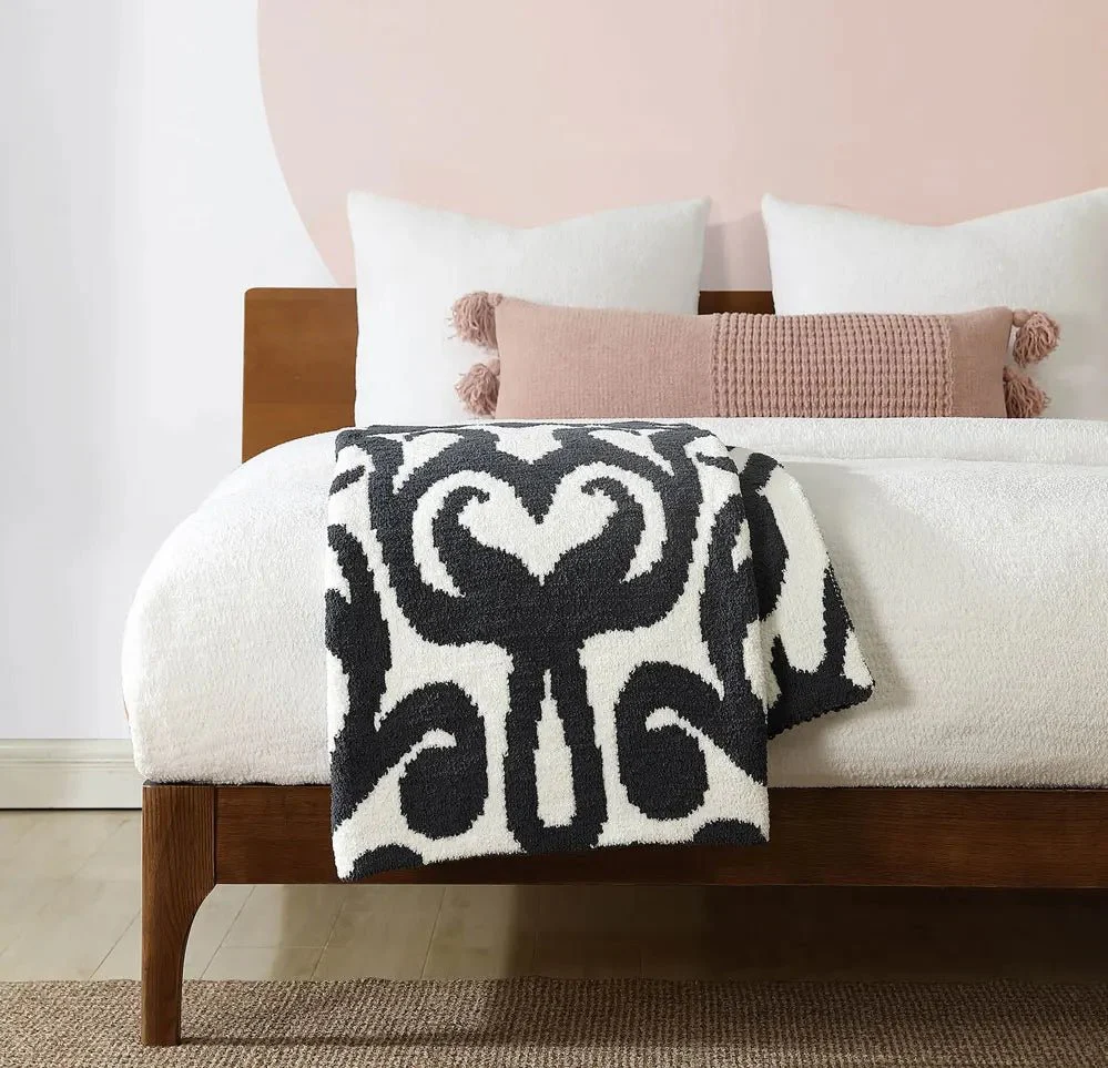 Cloud Gray, Sahara Tan, Coal, Taupe And Off White Modern Soft Plush Throw - Image 14