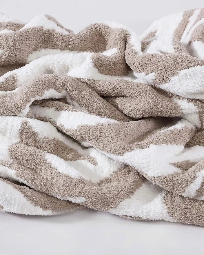 Cloud Gray, Sahara Tan, Coal, Taupe And Off White Modern Soft Plush Throw - Image 16