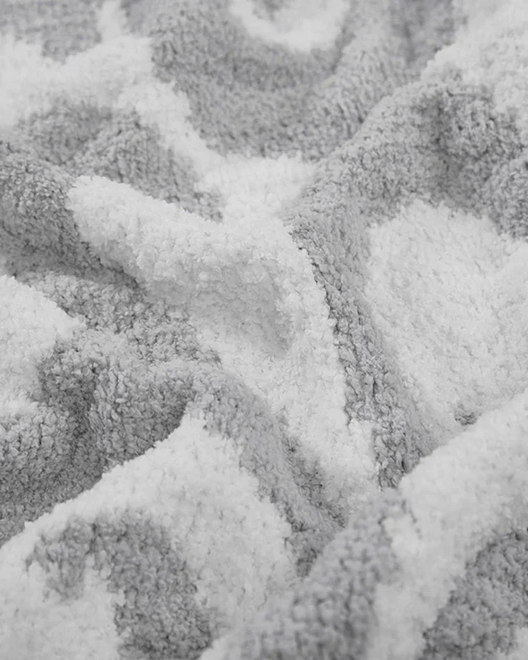 Cloud Gray, Sahara Tan, Coal, Taupe And Off White Modern Soft Plush Throw - Image 2