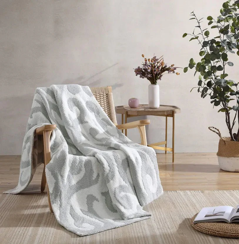 Cloud Gray, Sahara Tan, Coal, Taupe And Off White Modern Soft Plush Throw - Image 3