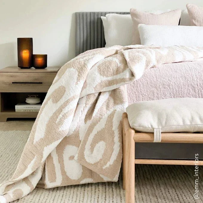 Cloud Gray, Sahara Tan, Coal, Taupe And Off White Modern Soft Plush Throw - Image 8