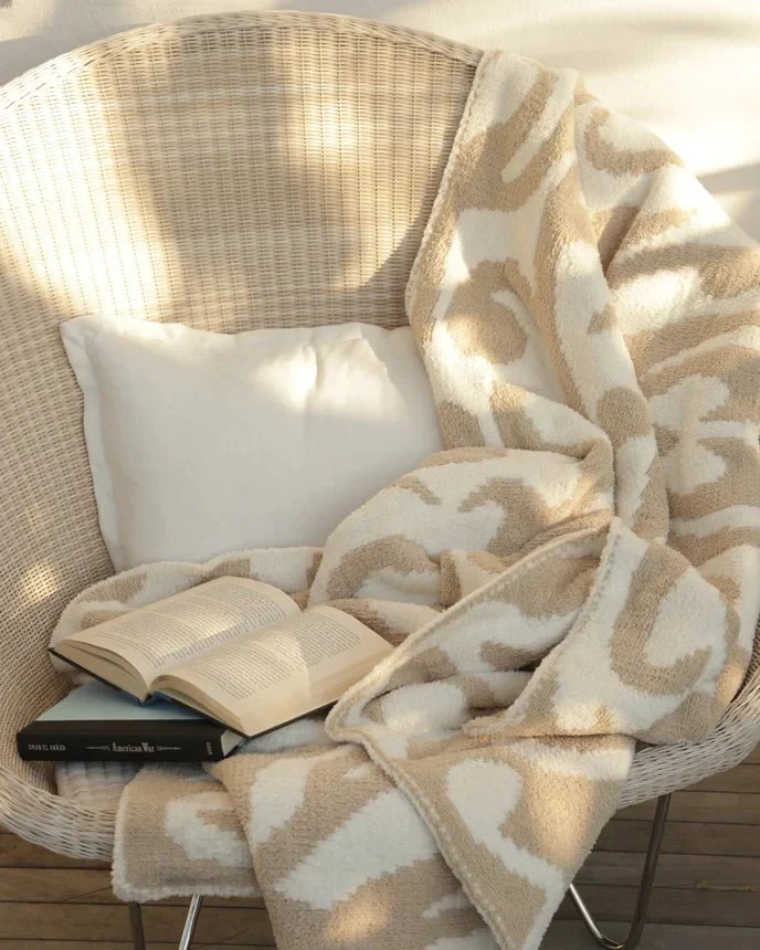 Cloud Gray, Sahara Tan, Coal, Taupe And Off White Modern Soft Plush Throw - Image 9
