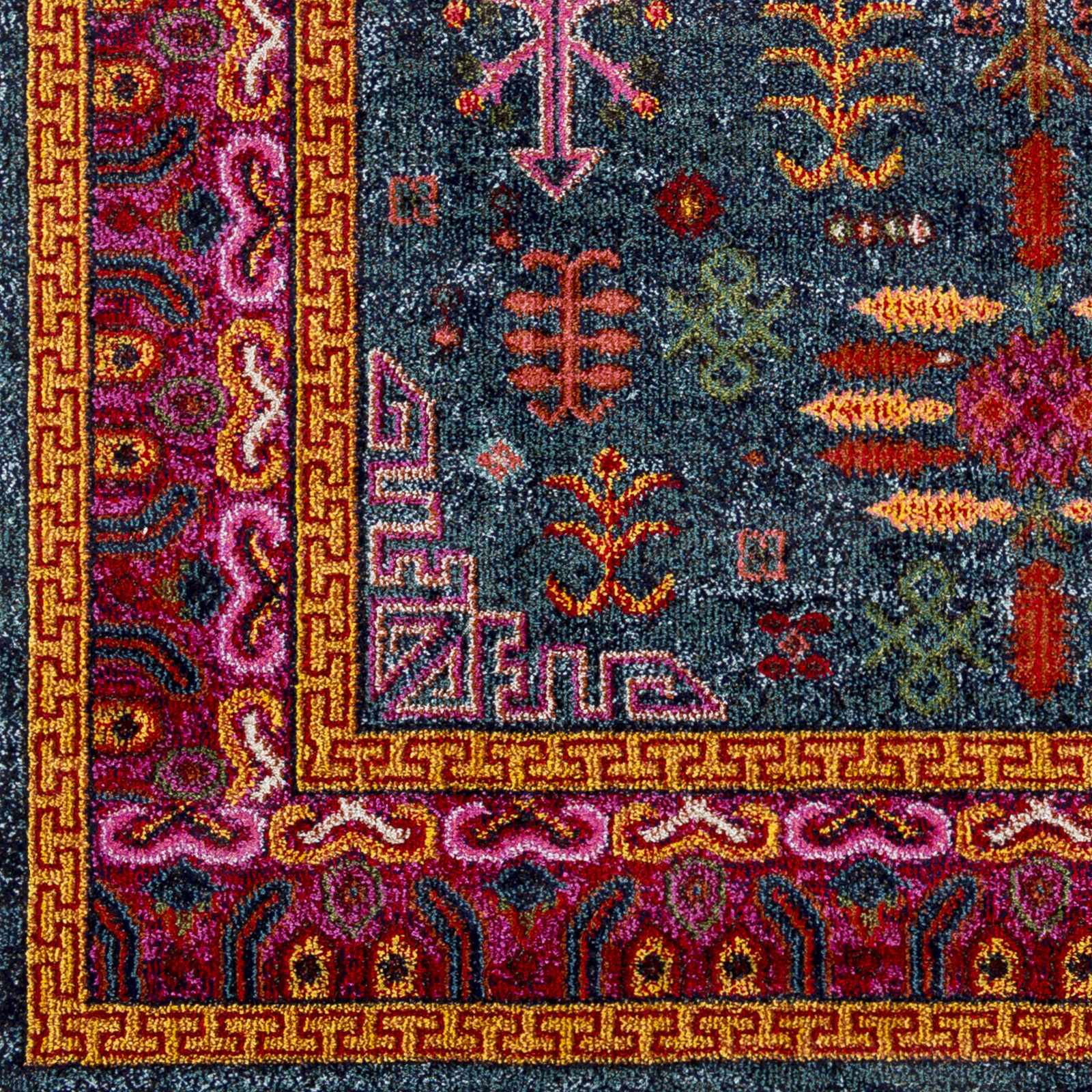 Colorful Green, Blue and Pink Traditional Medallion area rug - Image 5