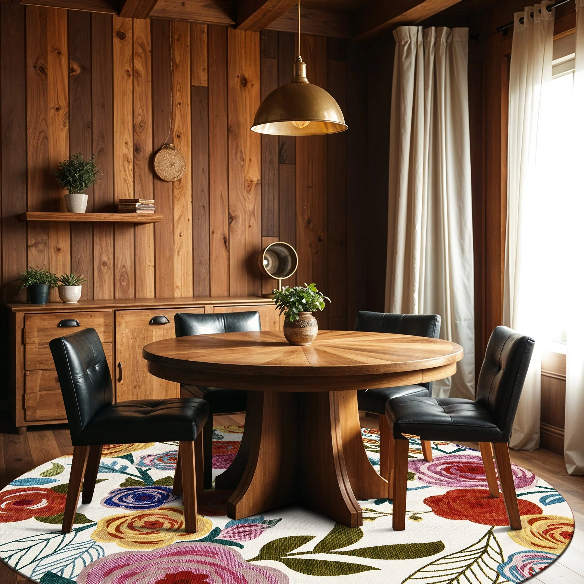 Colorful Modern Floral Machine Washable Cotton Area Rug - Image 5