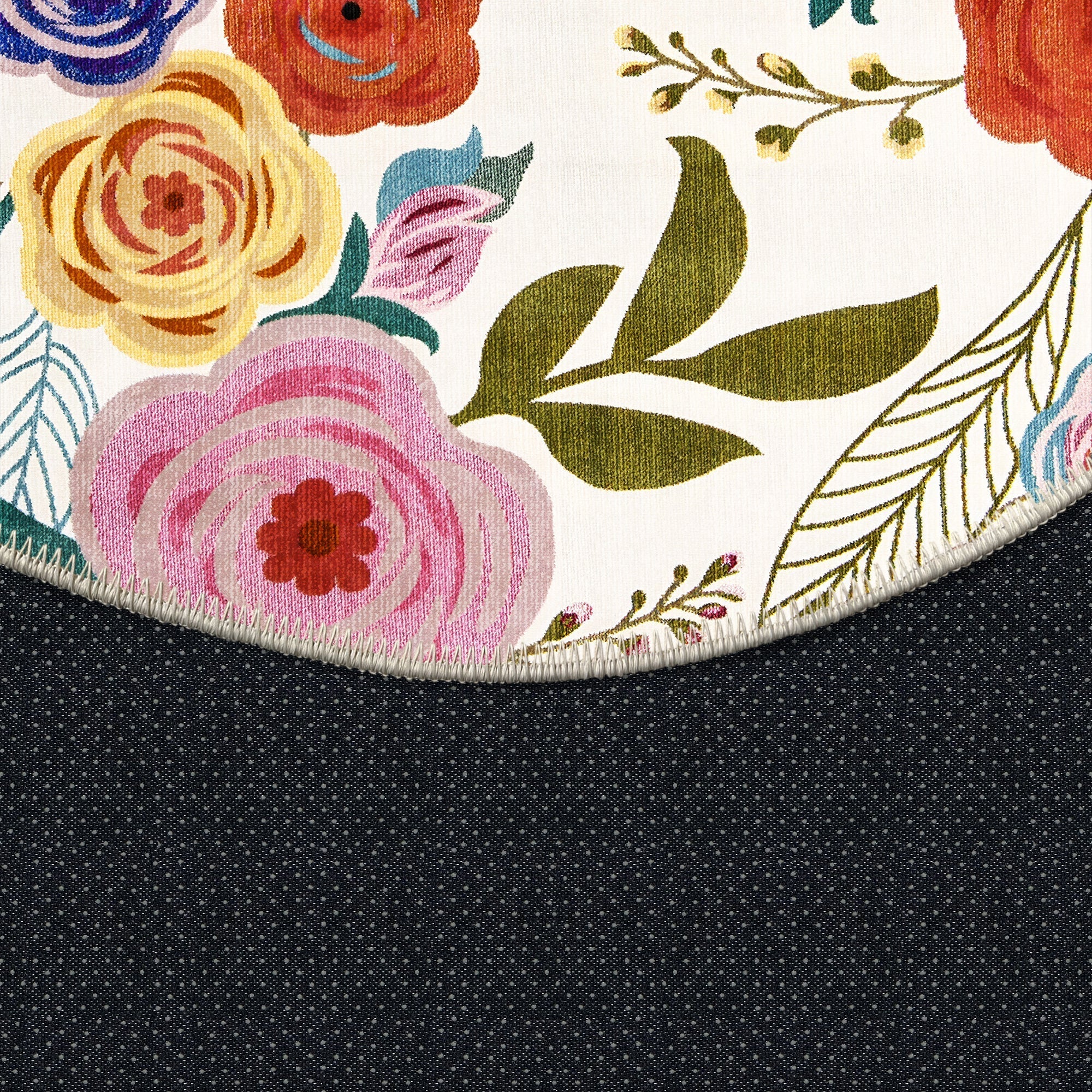 Colorful Modern Floral Machine Washable Cotton Area Rug - Image 7