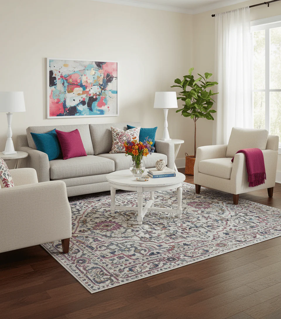 Colorful Traditional Serapi Design Ivory And Beige Hand Knotted 8x10 Wool Area Rug - Image 2