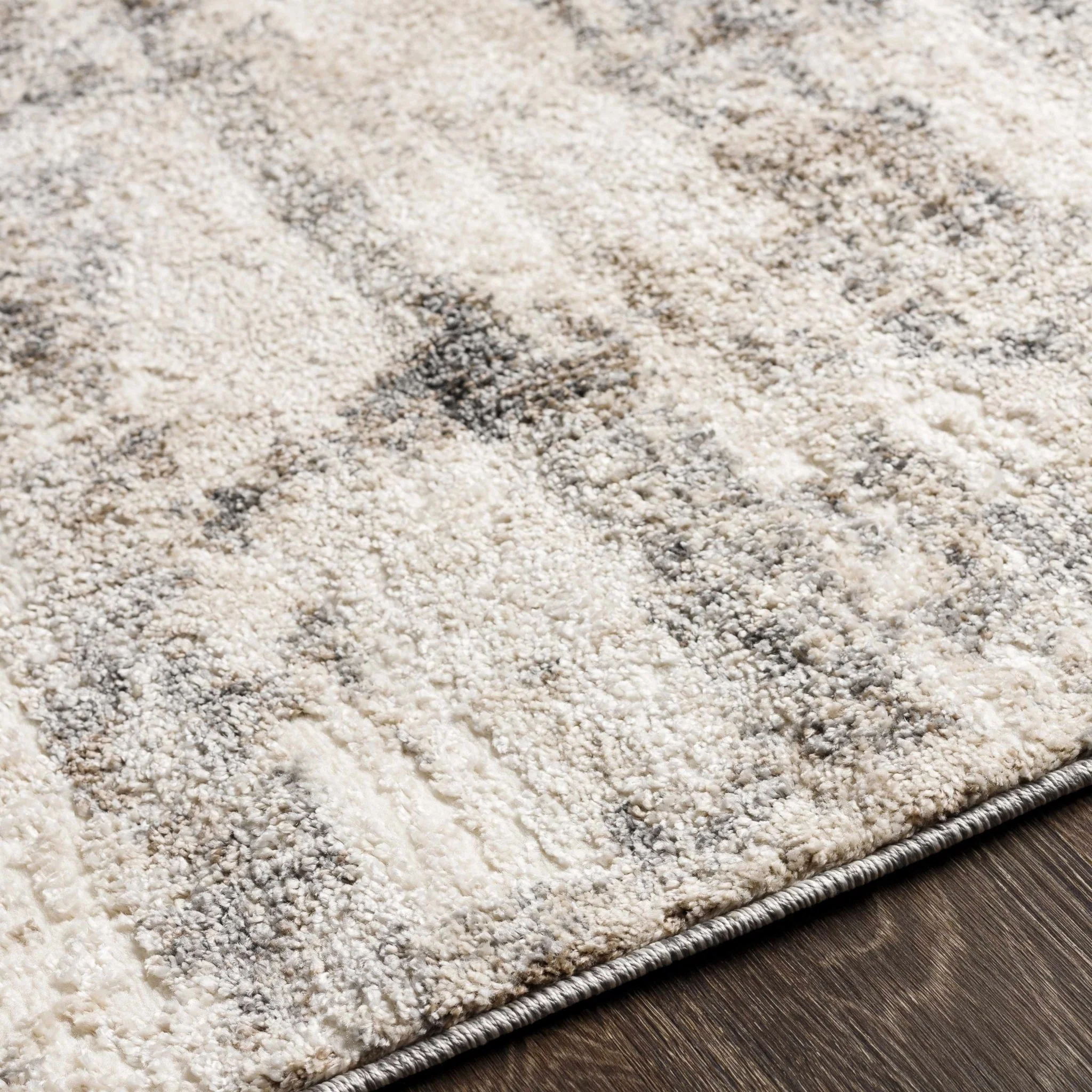 Contemporary Abstract Charcoal And Beige Area Rug - Image 2