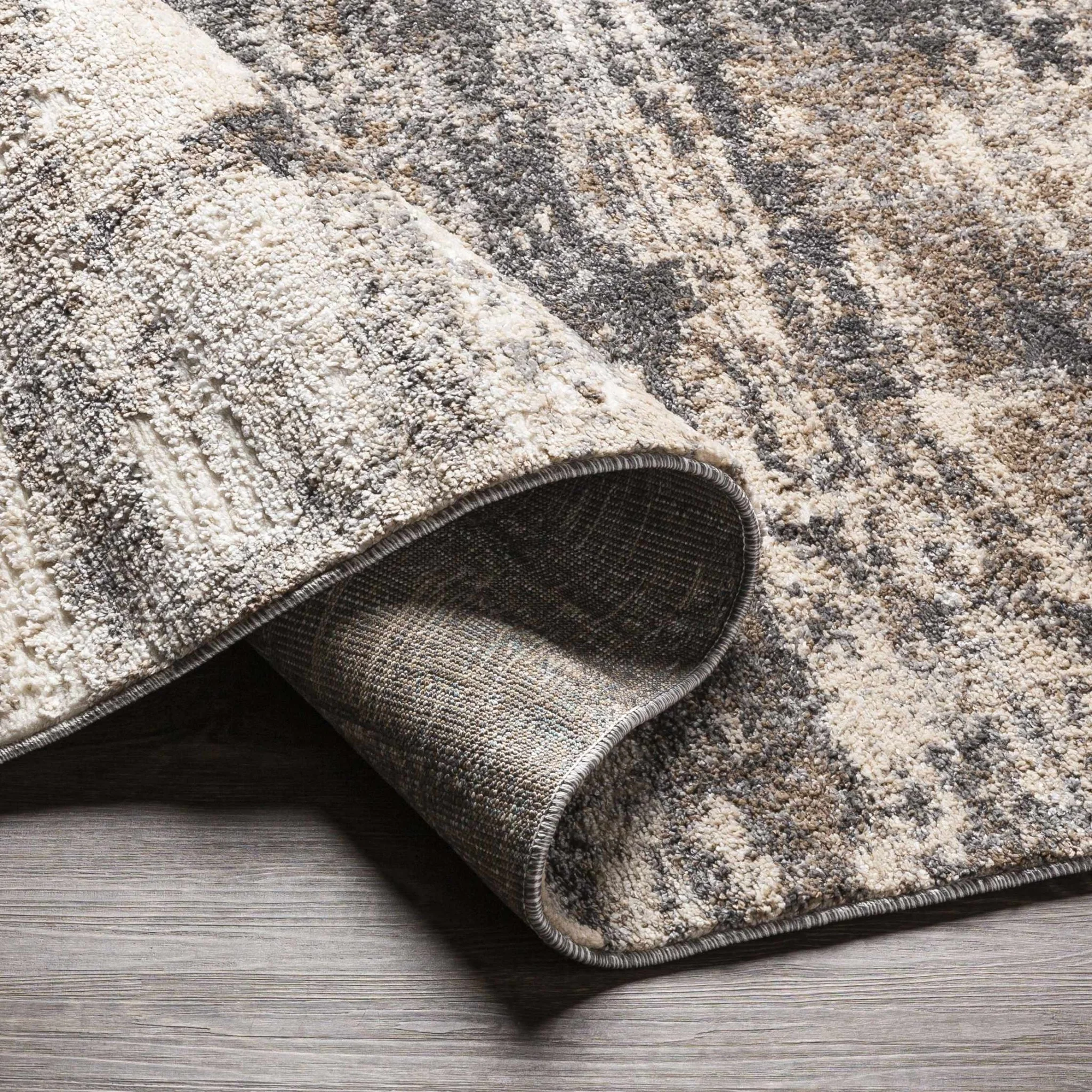 Contemporary Abstract Charcoal And Beige Area Rug - Image 6