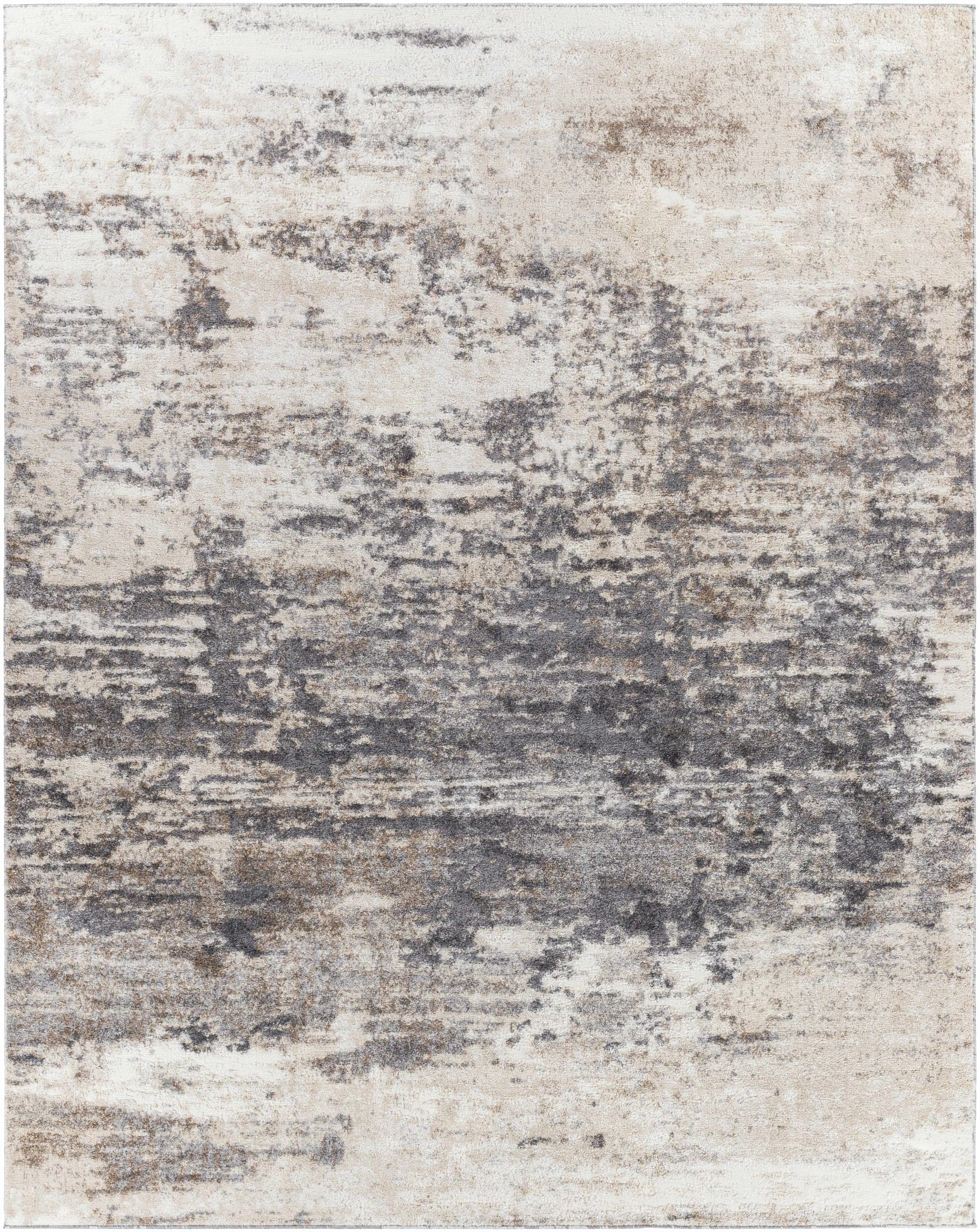 Contemporary Abstract Charcoal And Beige Area Rug - Image 8