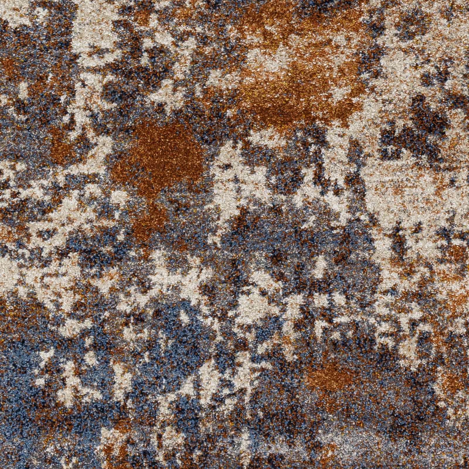 Contemporary Abstract Design Blue And Beige Machine Woven Indoor & Outdoor Rug - Image 3