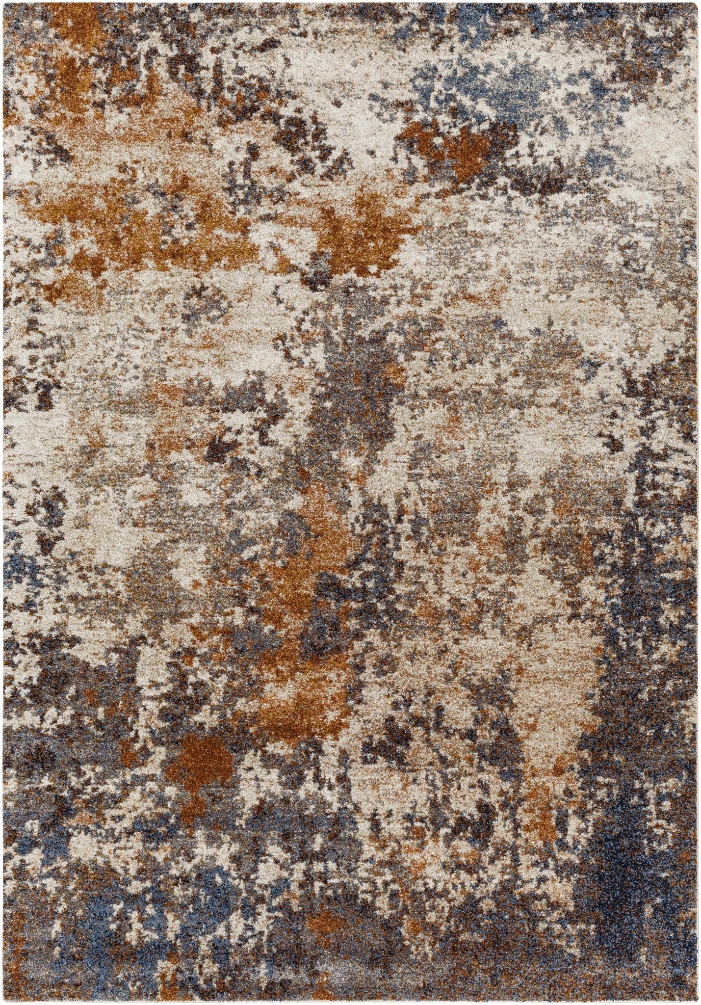Contemporary Abstract Design Blue And Beige Machine Woven Indoor & Outdoor Rug - Image 4