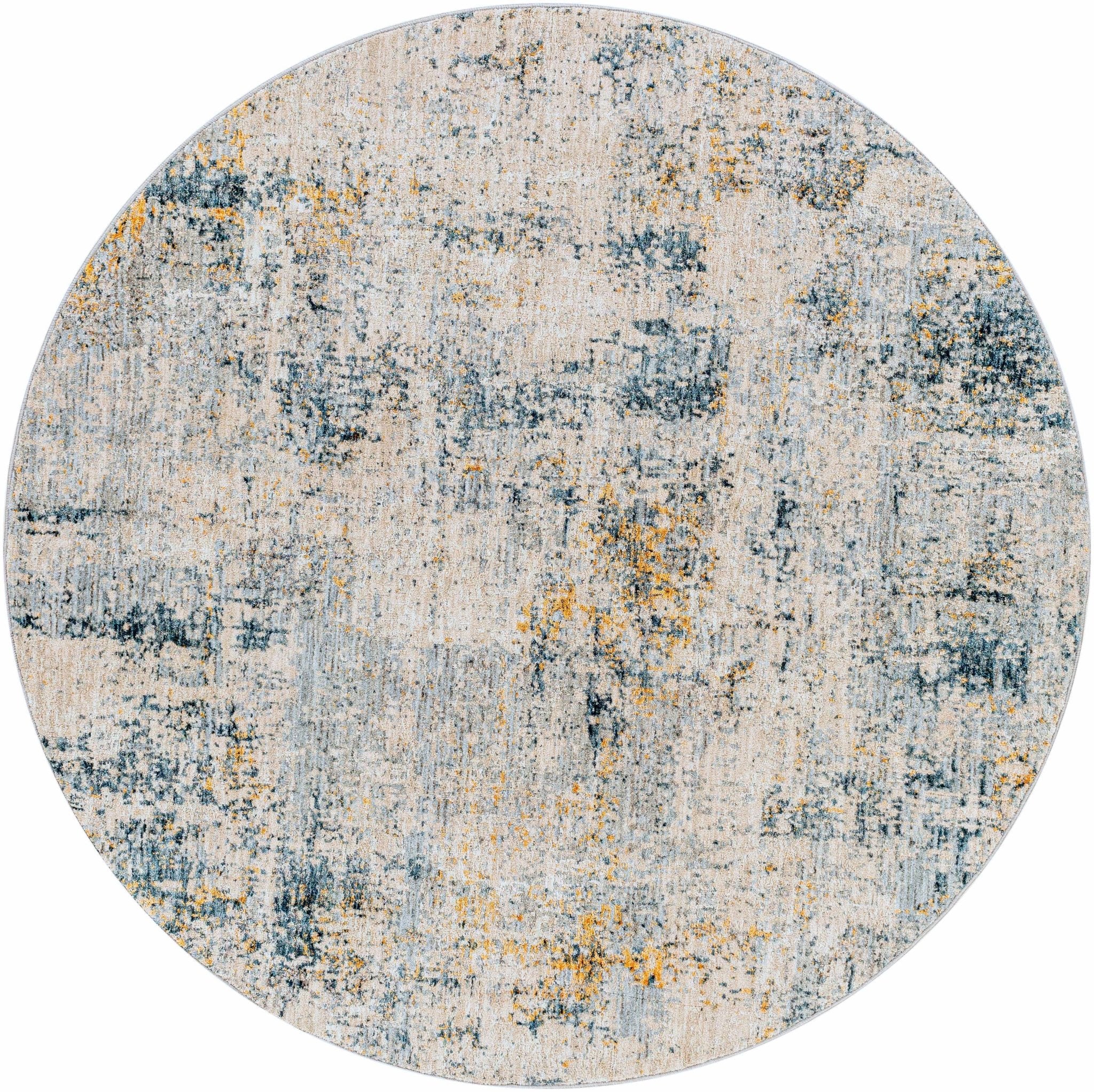 Contemporary Abstract Design Gray And Teal Rug - Image 2