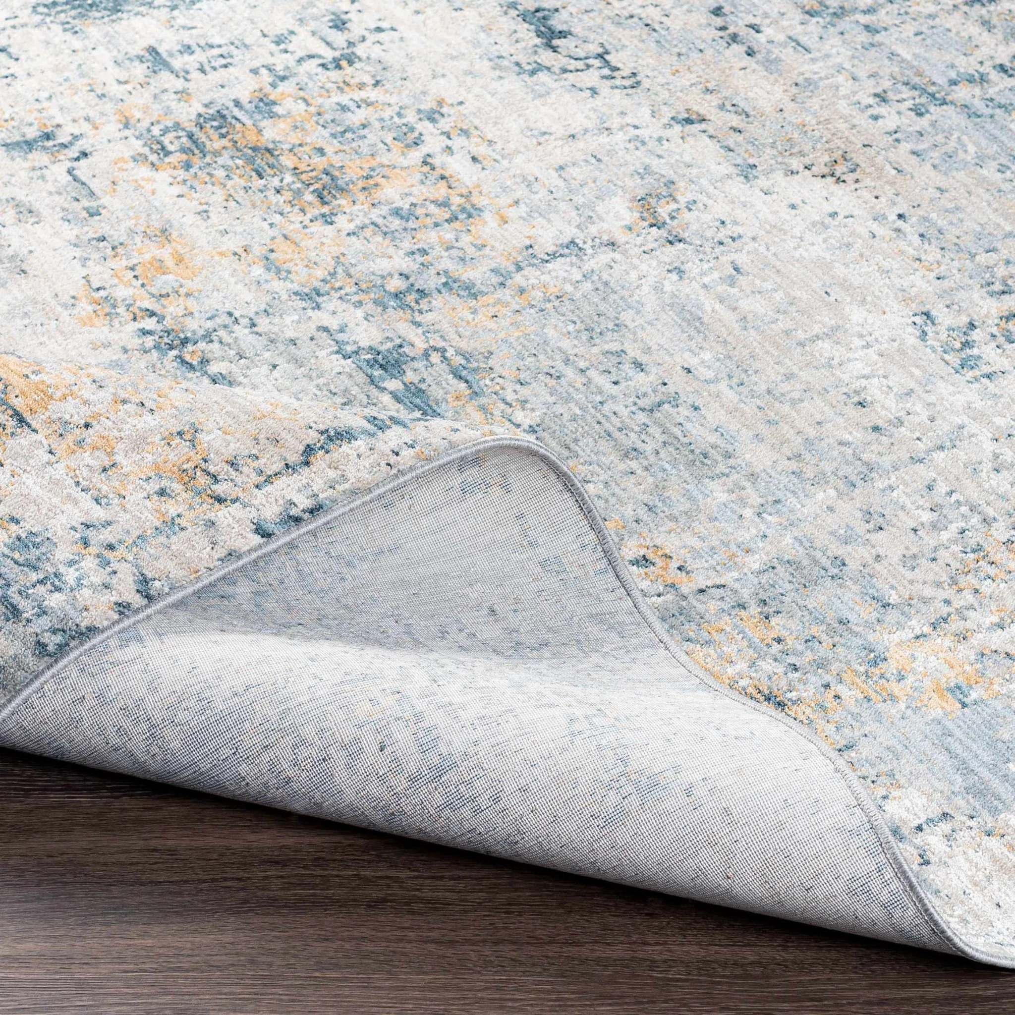 Contemporary Abstract Design Gray And Teal Rug - Image 4