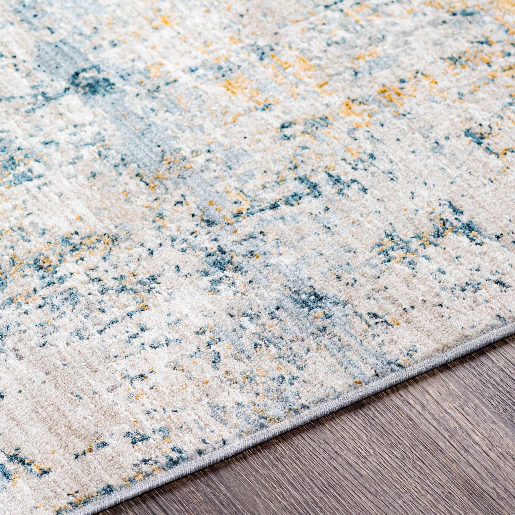 Contemporary Abstract Design Gray And Teal Rug - Image 5