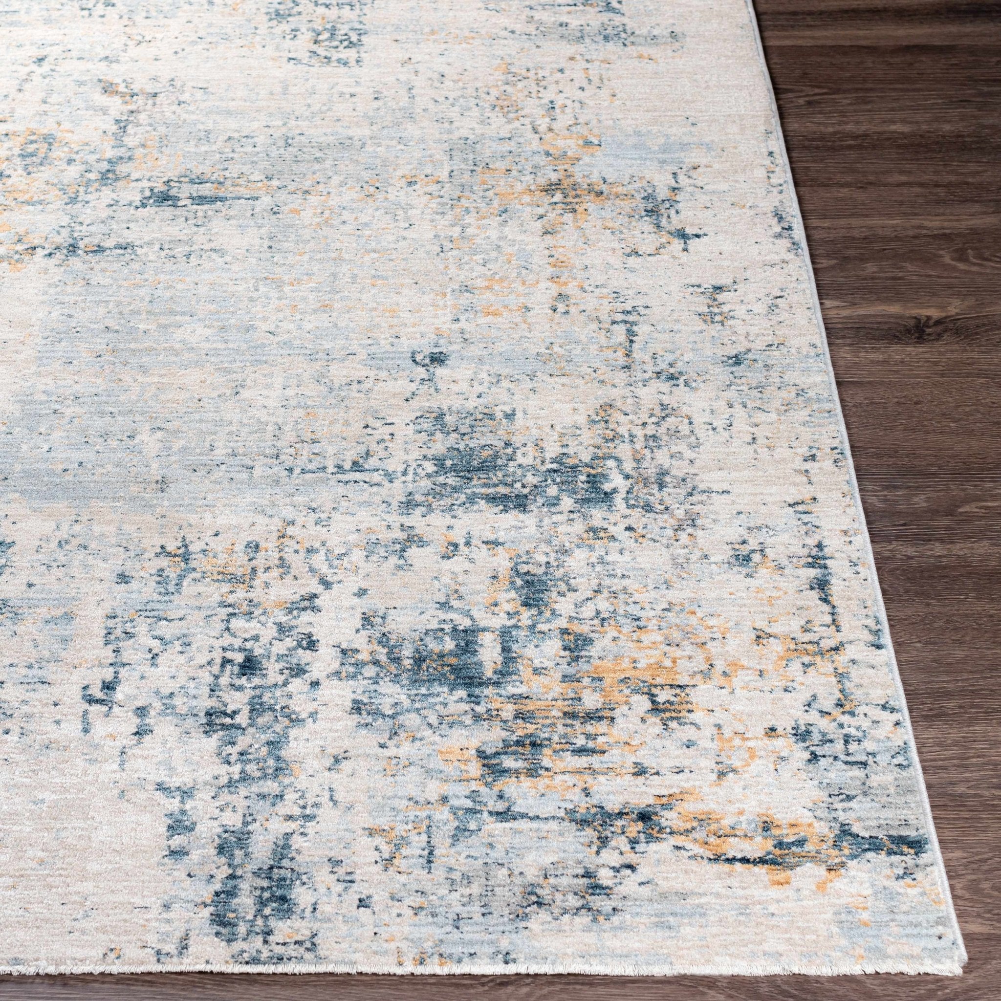 Contemporary Abstract Design Gray And Teal Rug - Image 8