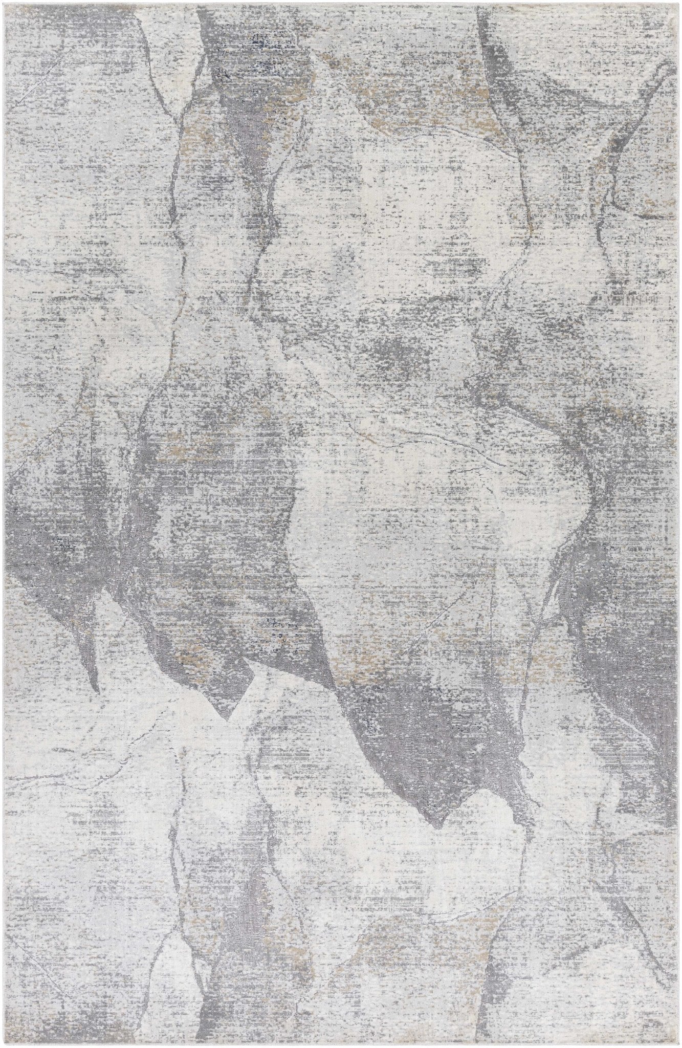 Contemporary Abstract Gray And Ivory Machine Woven Rug - Image 2