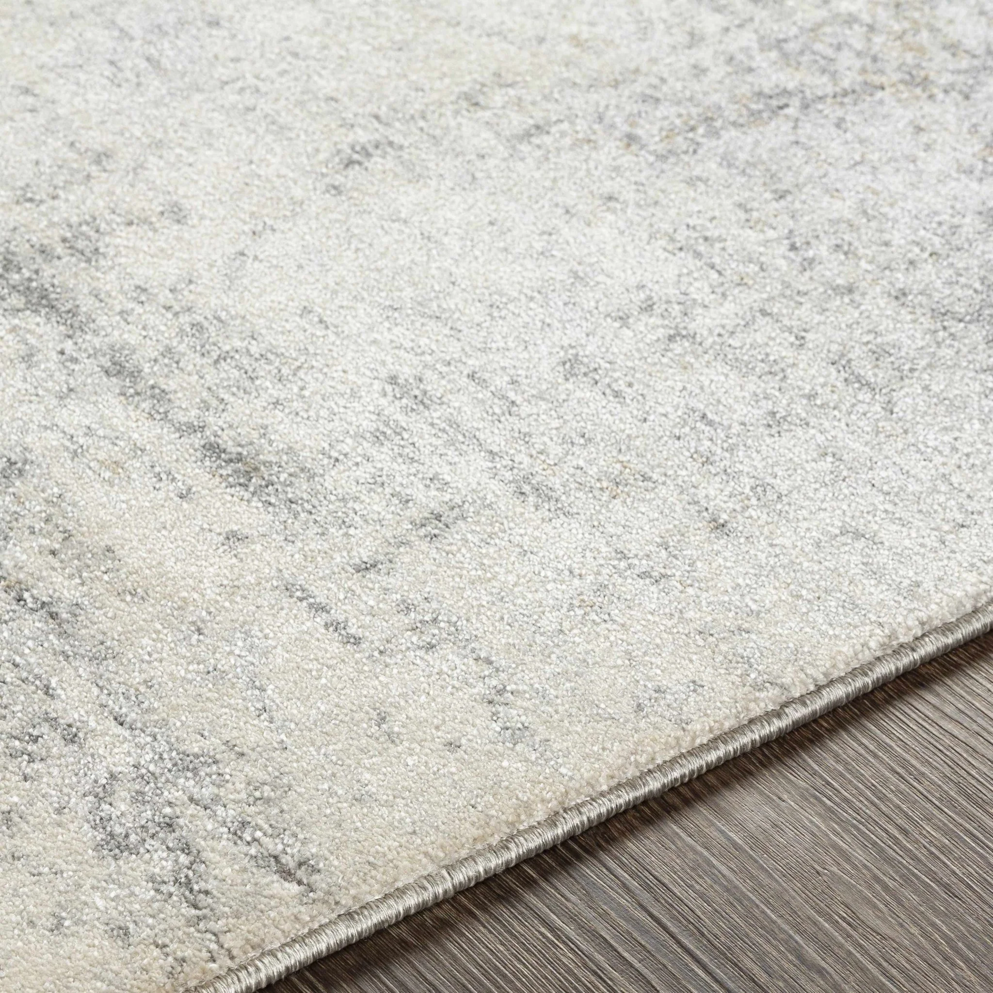 Contemporary Abstract Gray And Ivory Machine Woven Rug - Image 6