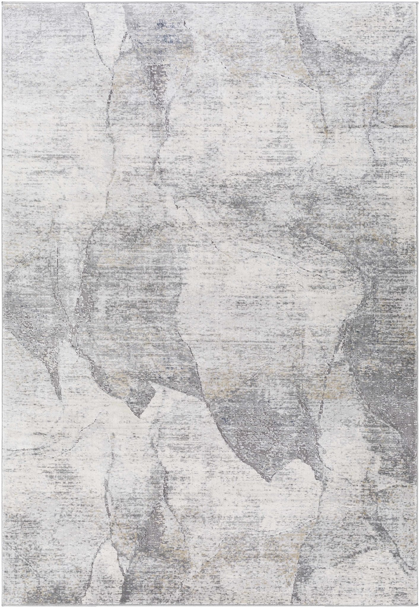Contemporary Abstract Gray And Ivory Machine Woven Rug - Image 8