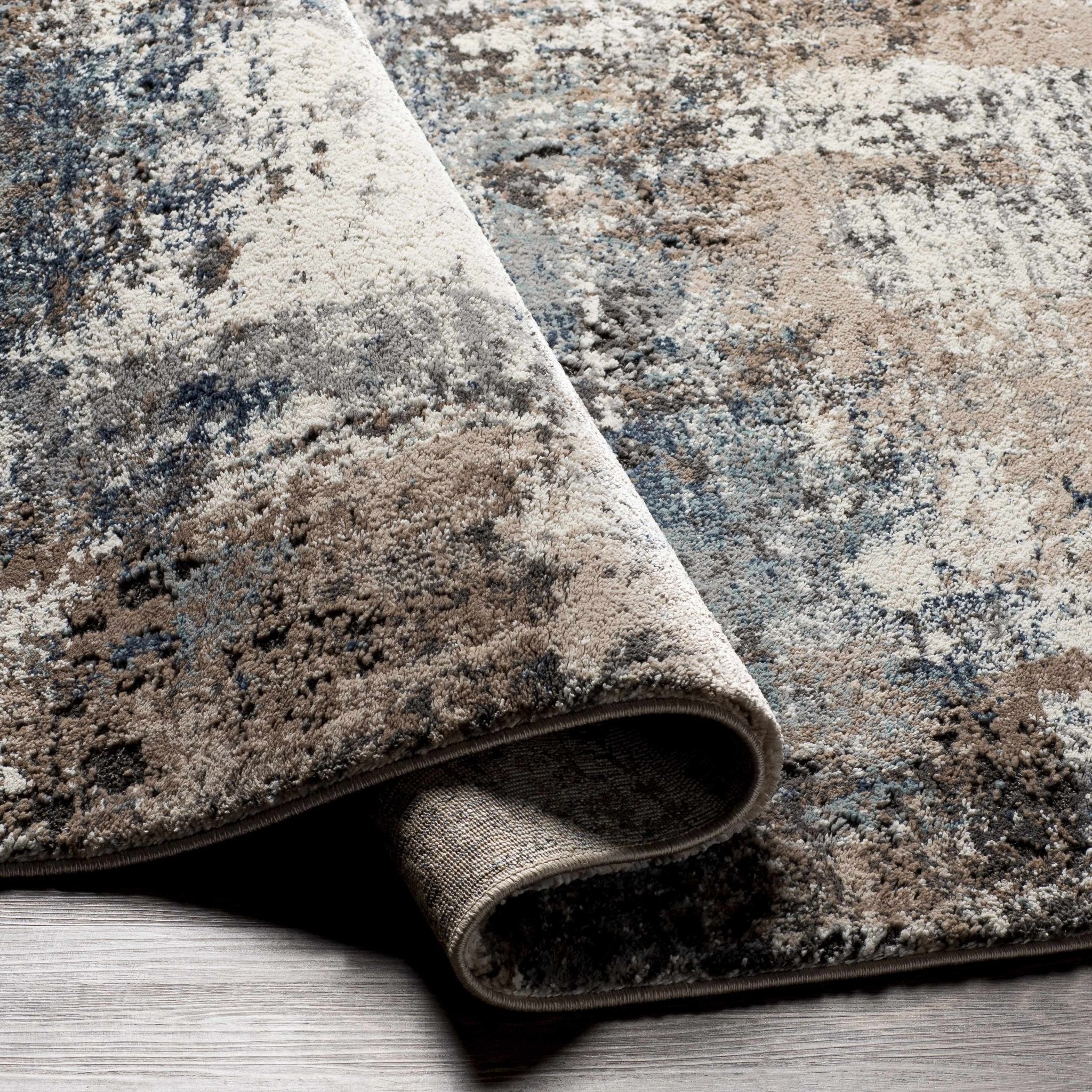 Contemporary Abstract Gray Machine Woven Area Rug - Image 4