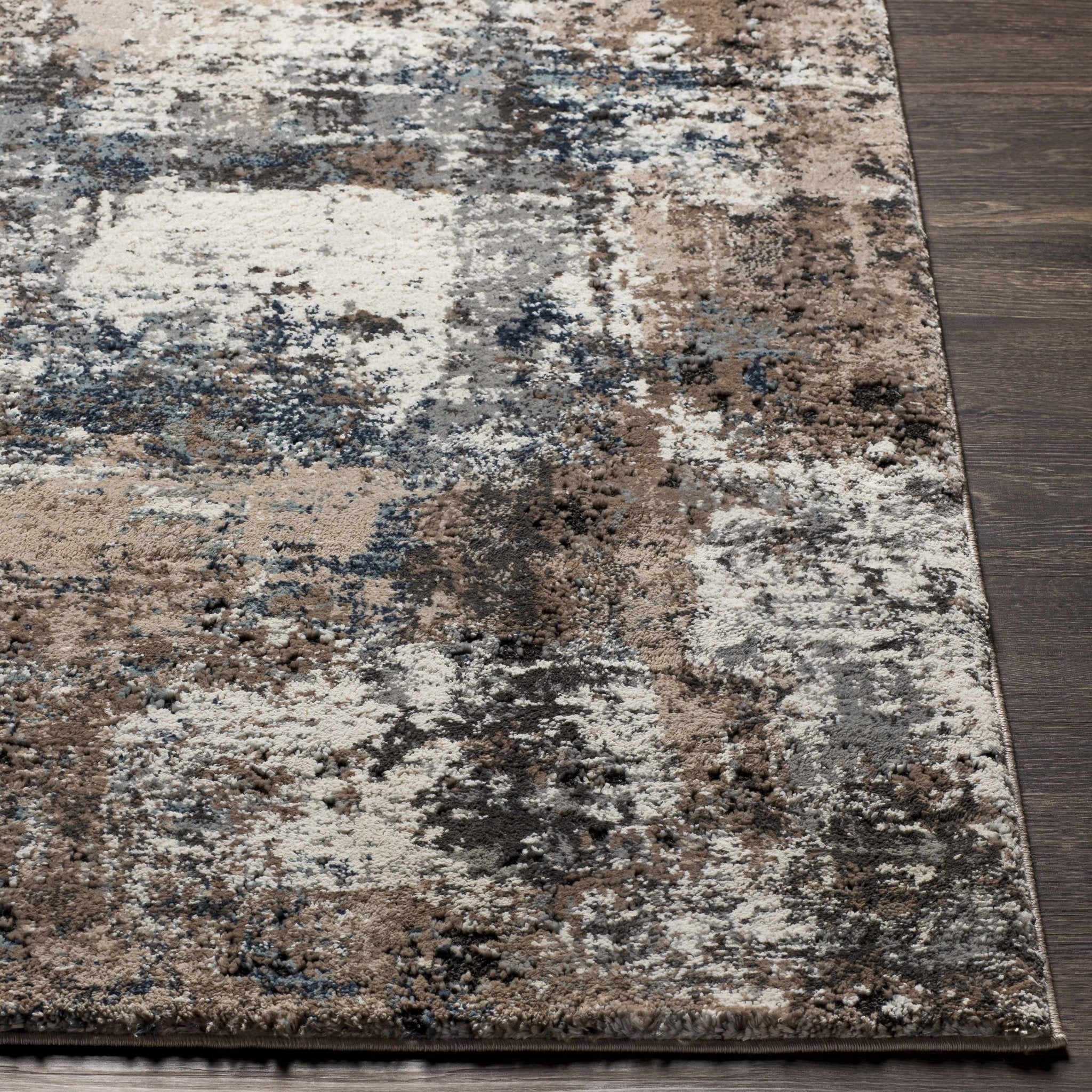 Contemporary Abstract Gray Machine Woven Area Rug - Image 5