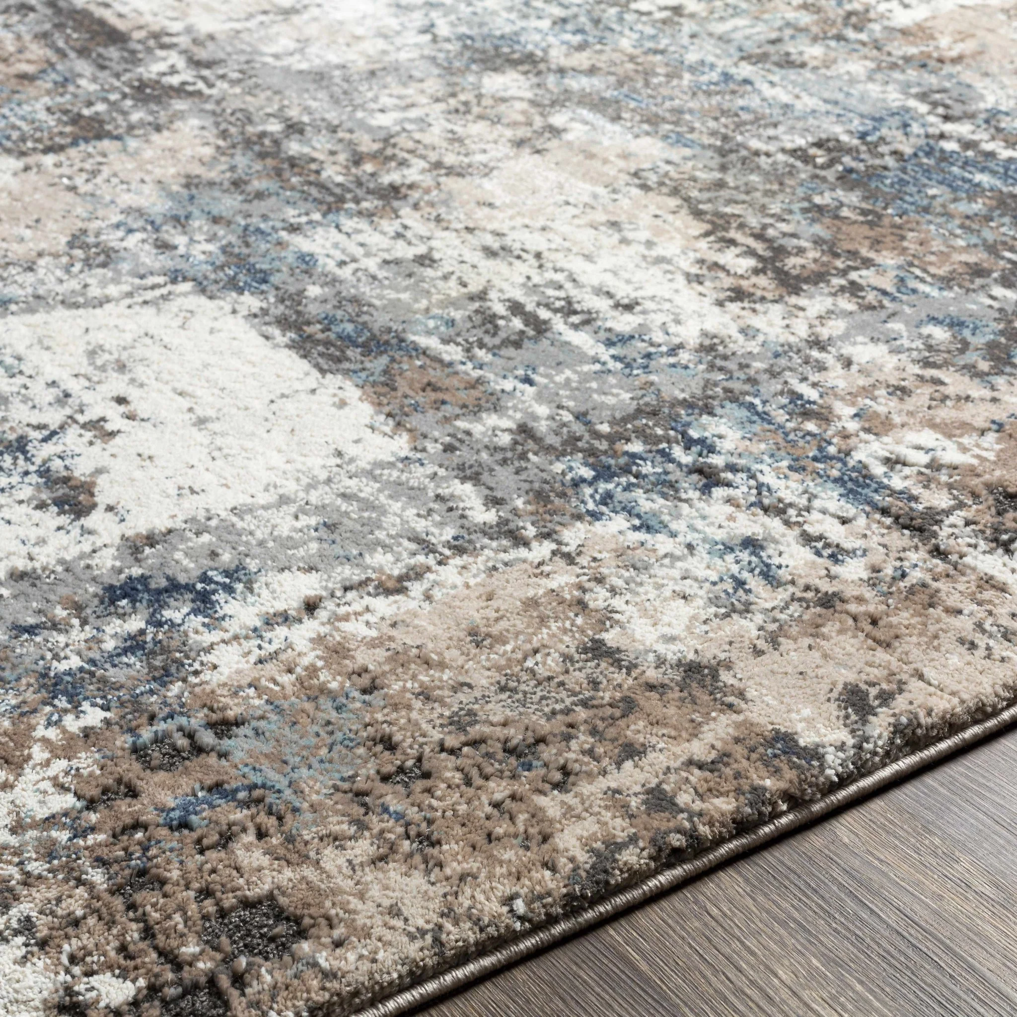 Contemporary Abstract Gray Machine Woven Area Rug - Image 7