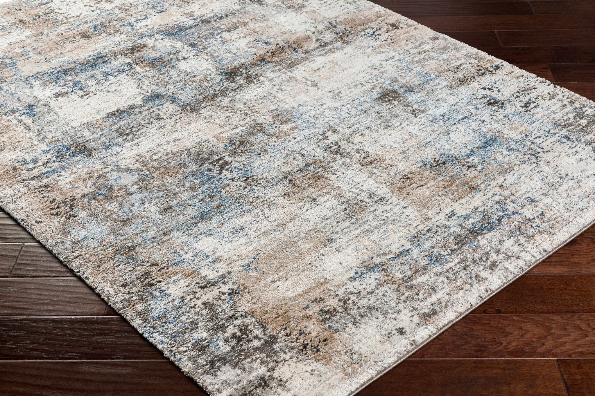 Contemporary Abstract Gray Machine Woven Area Rug - Image 9