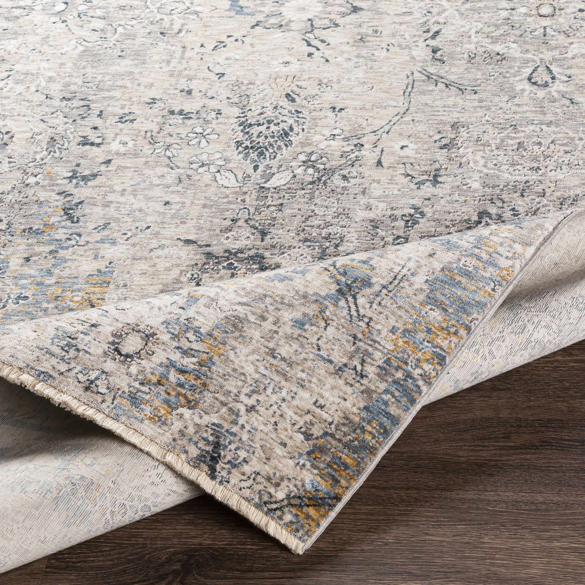 Contemporary Abstract Gray Machine Woven Rug - Image 4