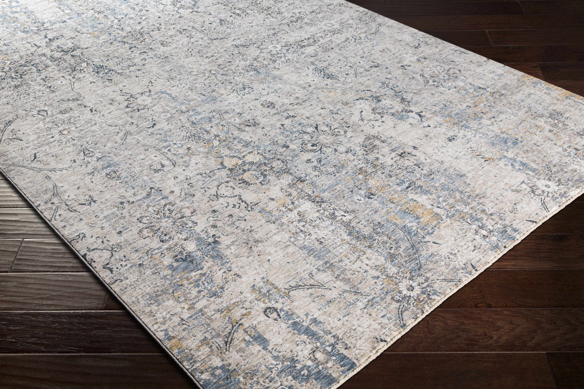 Contemporary Abstract Gray Machine Woven Rug - Image 5