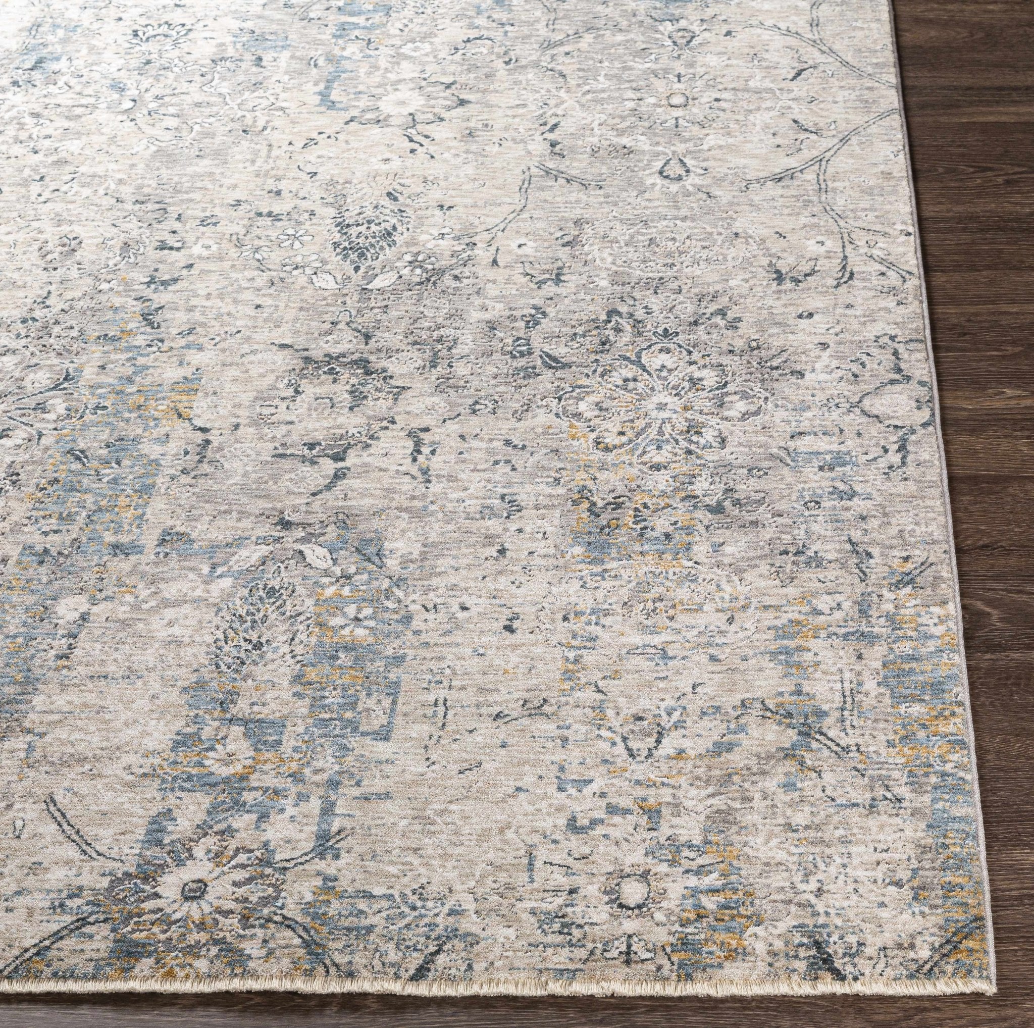 Contemporary Abstract Gray Machine Woven Rug - Image 6