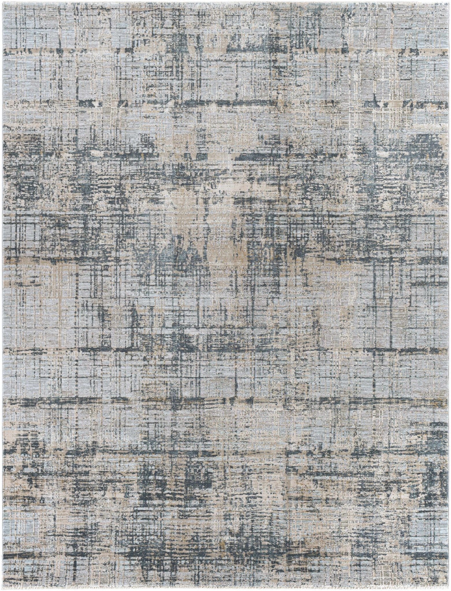 Contemporary Abstract Gray Machine Woven Rug - Image 19